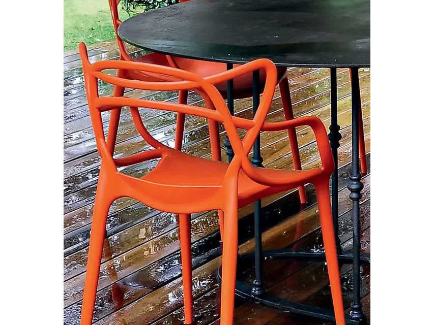 Kartell Outdoor Masters Opaque Rust Orange Resin Dining Chair  (Sold in 2)