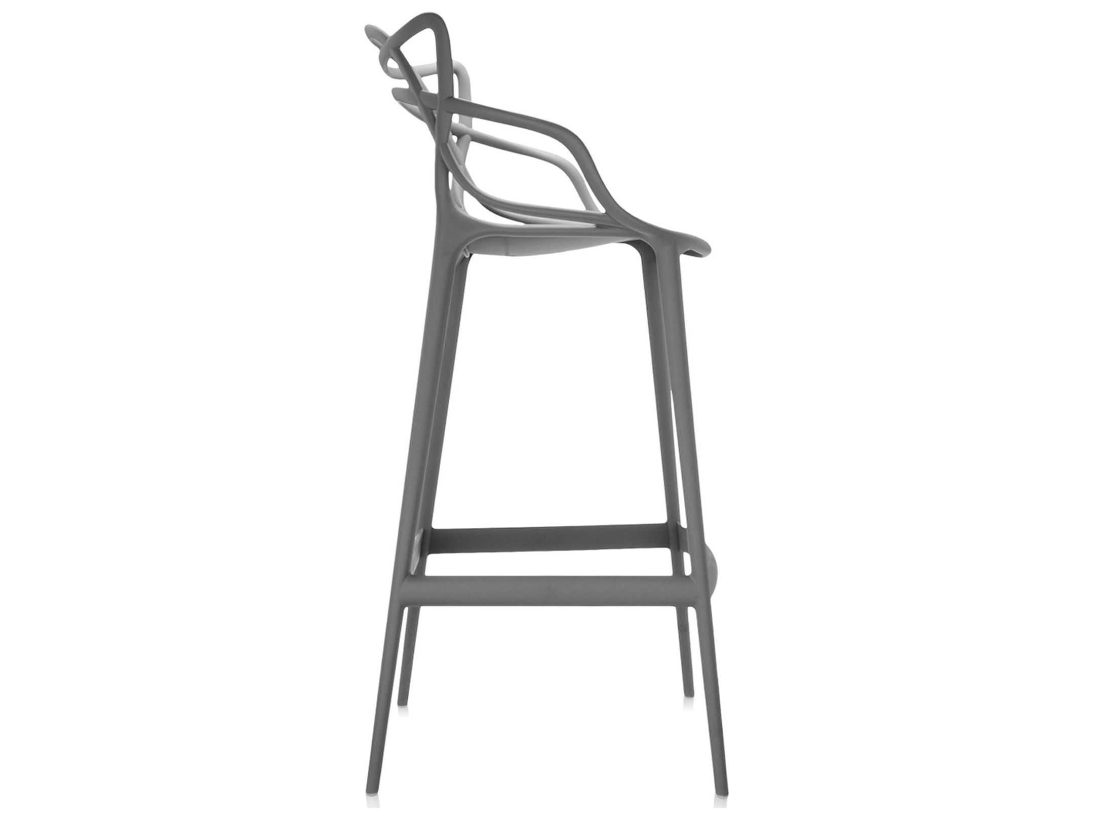 Kartell Outdoor Masters Opaque Grey Resin Bar Stool