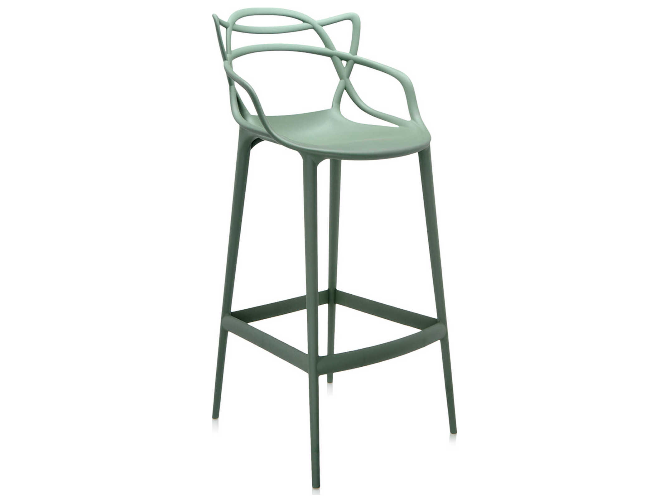 Kartell Outdoor Masters Opaque Sage Green Resin Bar Stool