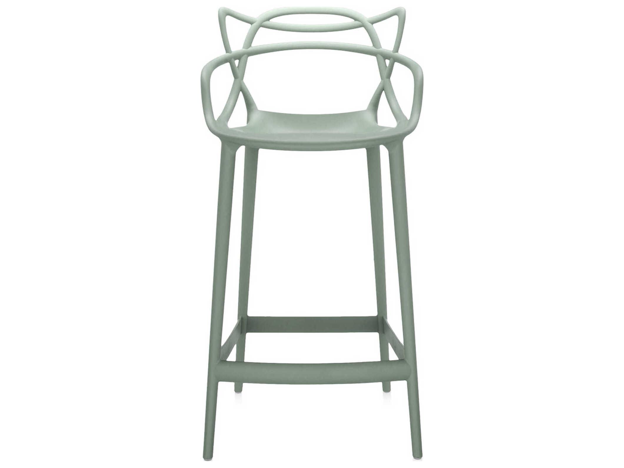 Kartell Outdoor Masters Opaque Sage Green Resin Counter Stool