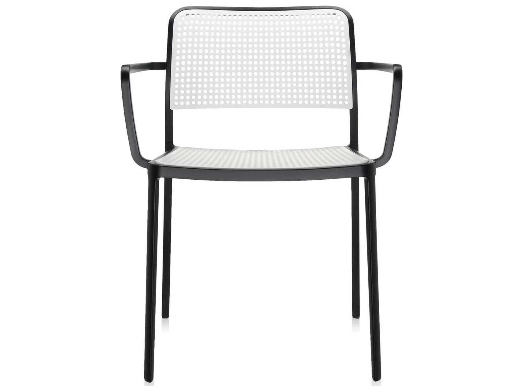 Kartell Outdoor Audrey Black & White Aluminum Dining Arm Chair  (Sold in 2)