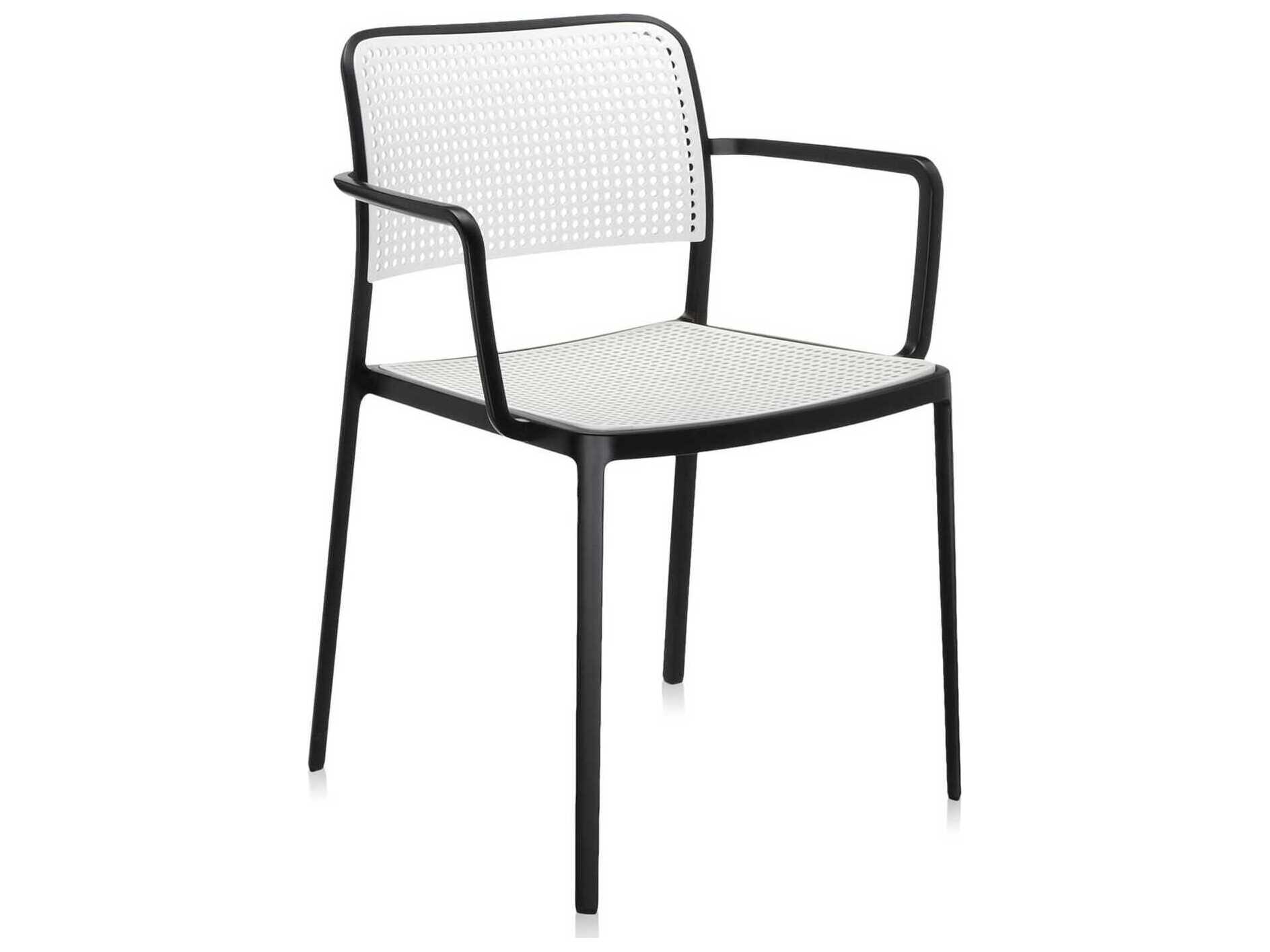Kartell Outdoor Audrey Black & White Aluminum Dining Arm Chair  (Sold in 2)