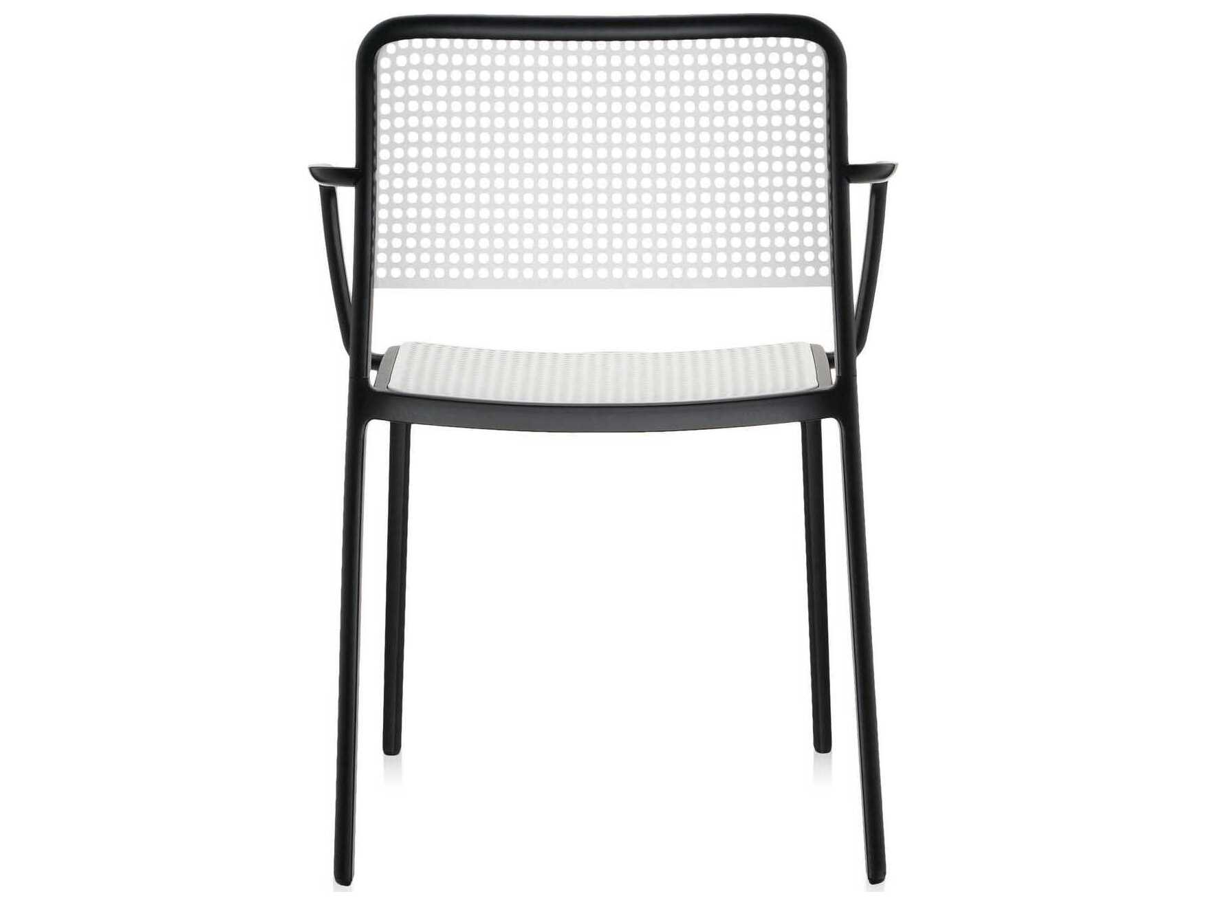 Kartell Outdoor Audrey Black & White Aluminum Dining Arm Chair  (Sold in 2)