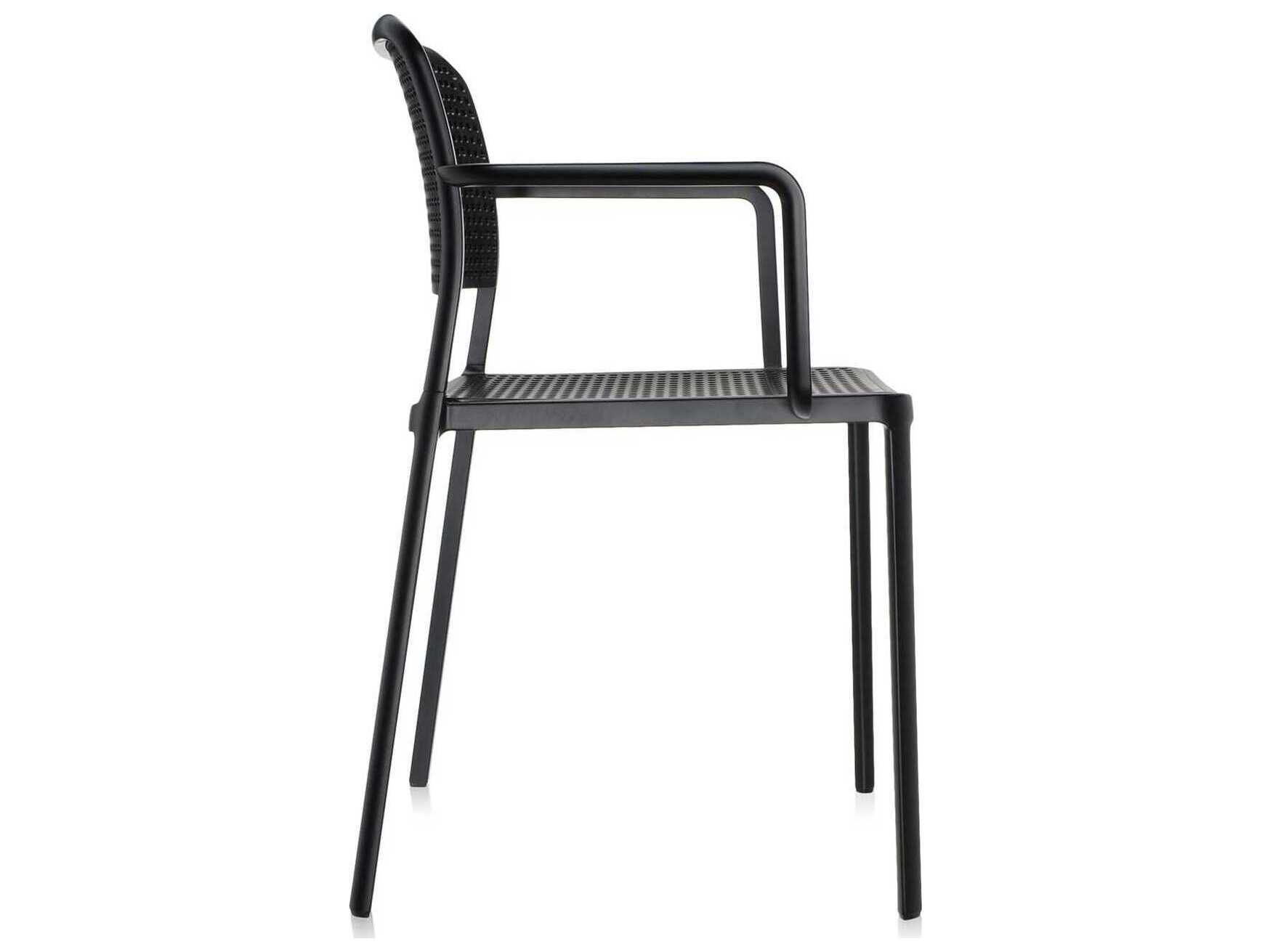 Kartell Outdoor Audrey Black Aluminum Dining Arm Chair  (Sold in 2)