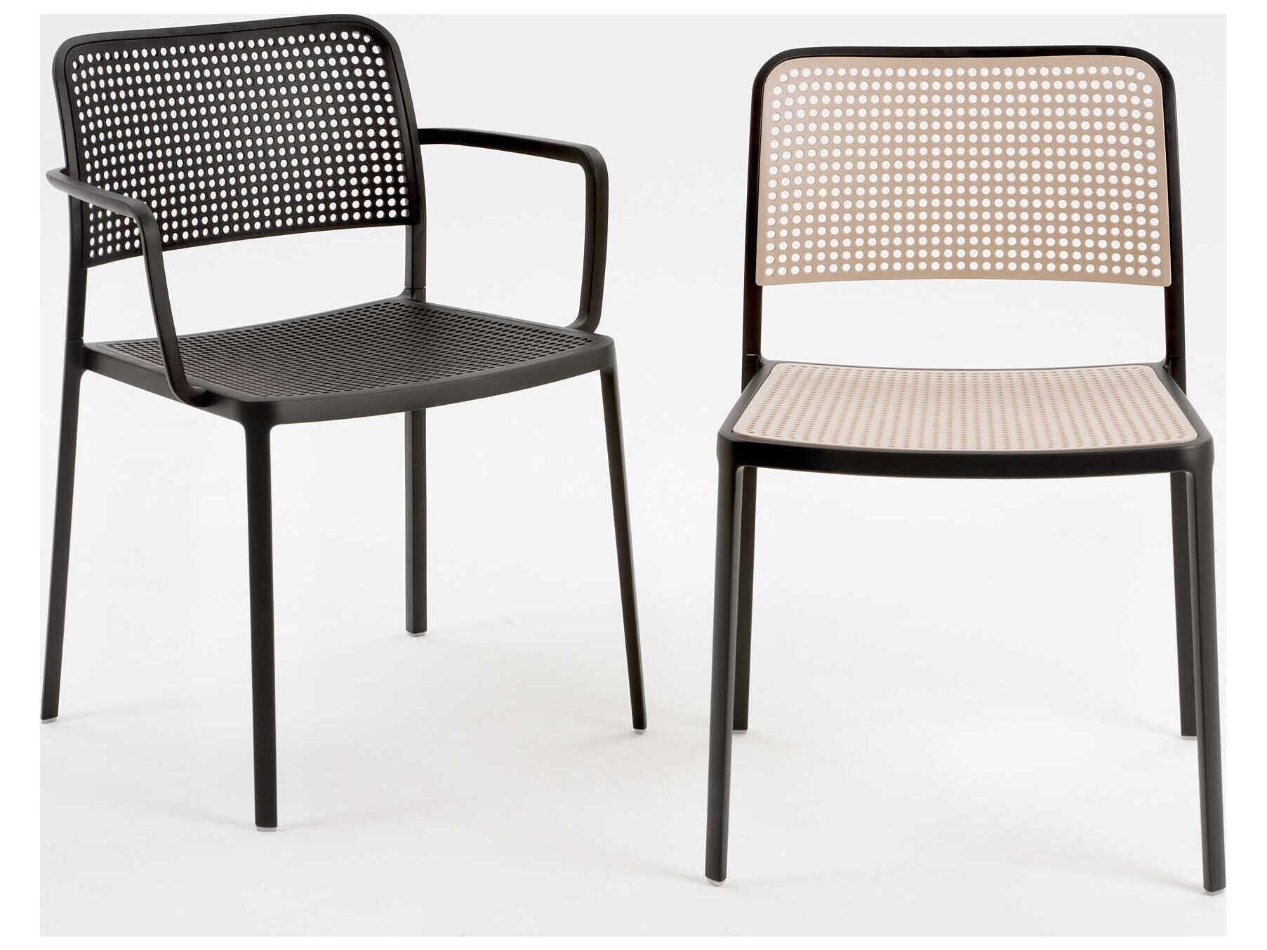 Kartell Outdoor Audrey Black Aluminum Dining Arm Chair  (Sold in 2)
