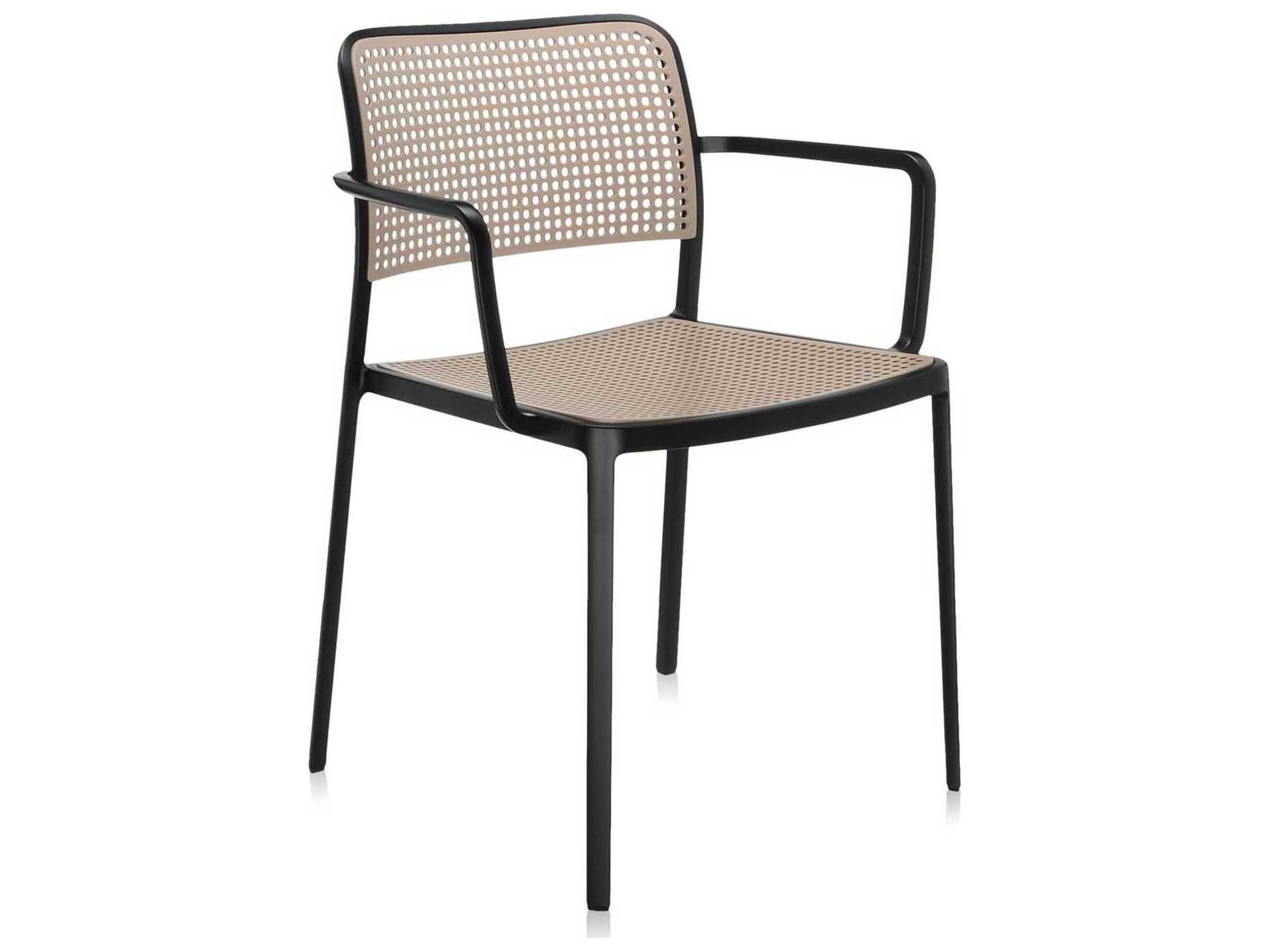 Kartell Outdoor Audrey Black & Sand Aluminum Dining Arm Chair  (Sold in 2)