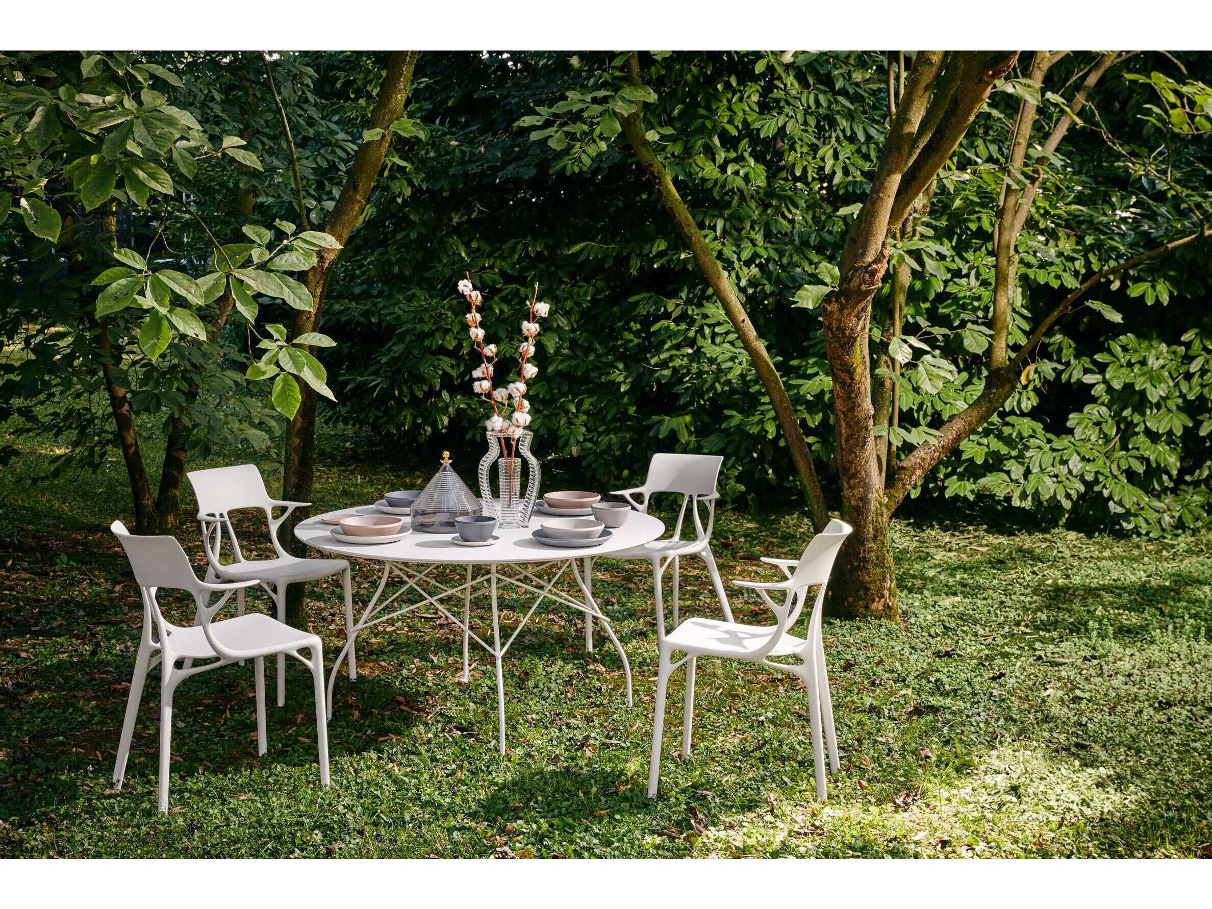 Kartell Outdoor A.I. White Resin Dining Arm Chair  (Sold in 2)