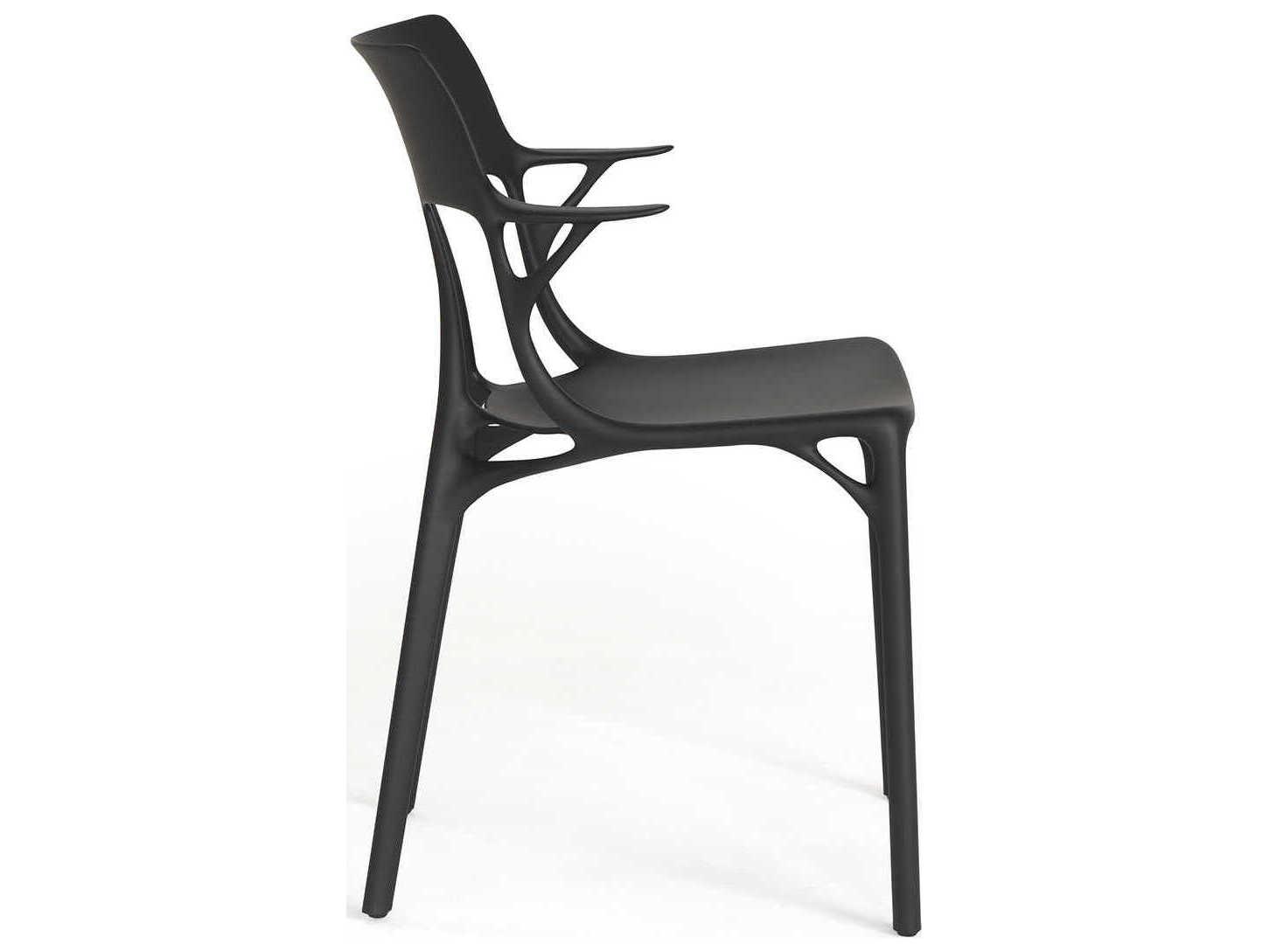 Kartell Outdoor A.I. Black Resin Dining Arm Chair  (Sold in 2)