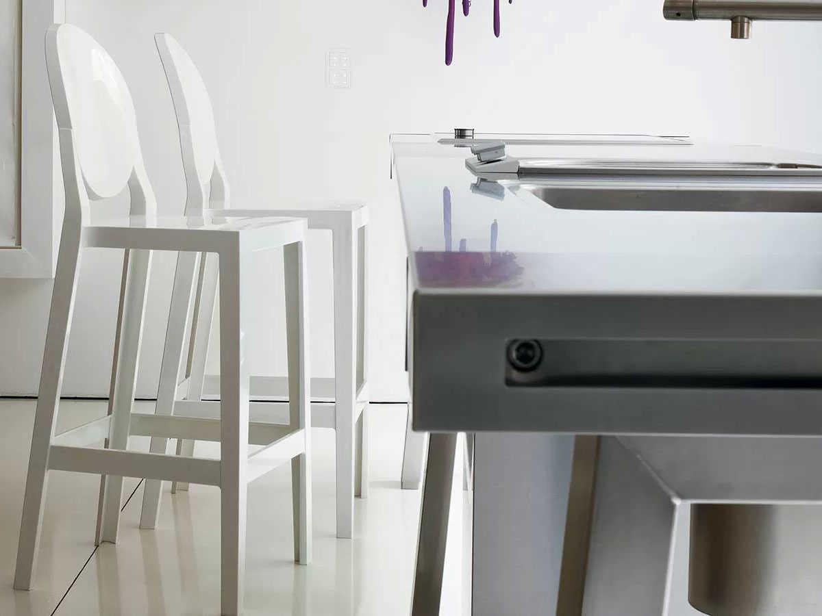 Kartell Outdoor One More Opaque White Resin Counter Stool  (Sold in 2)