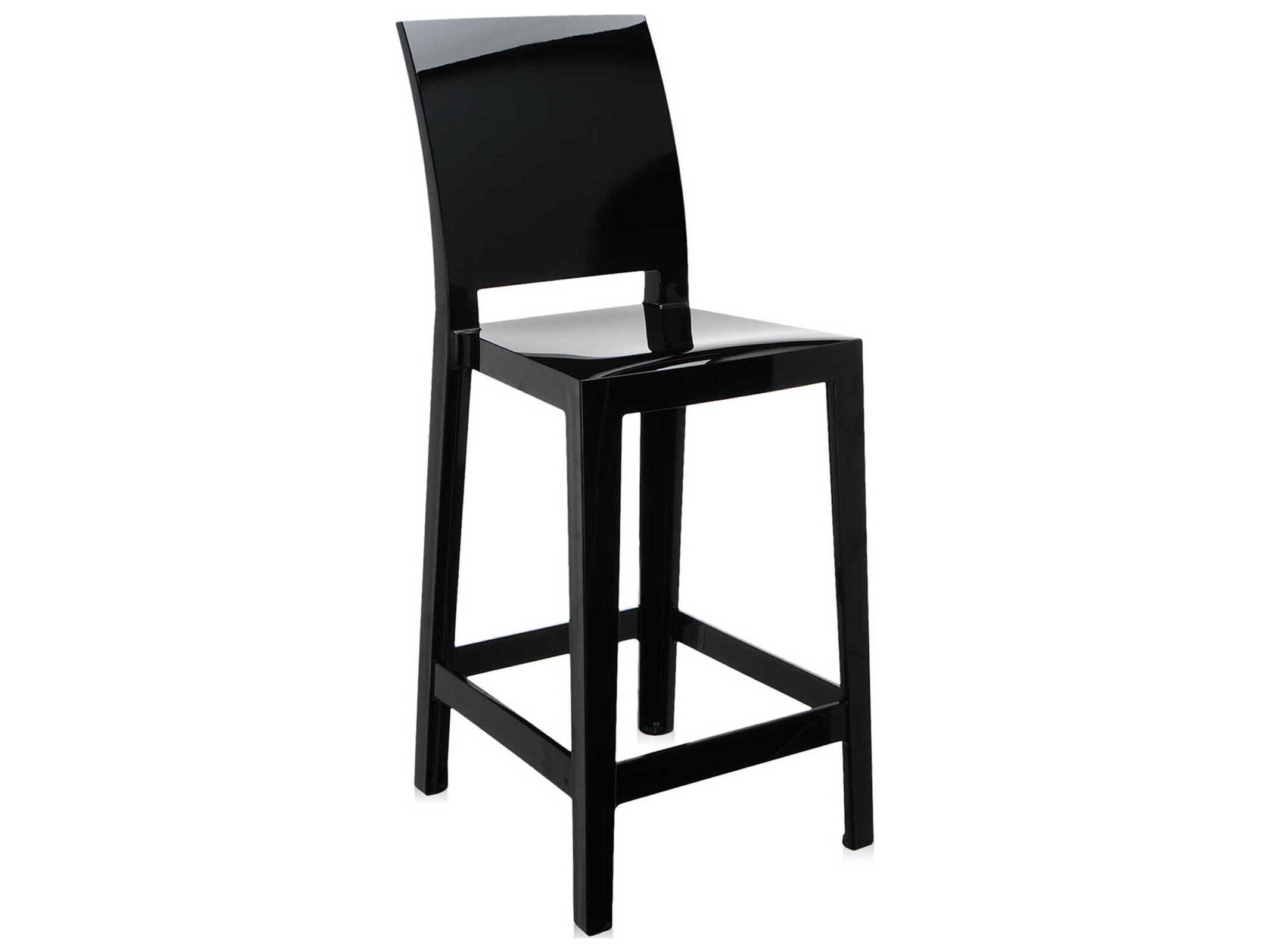 Kartell Outdoor One More Opaque Black Resin Counter Stool  (Sold in 2)