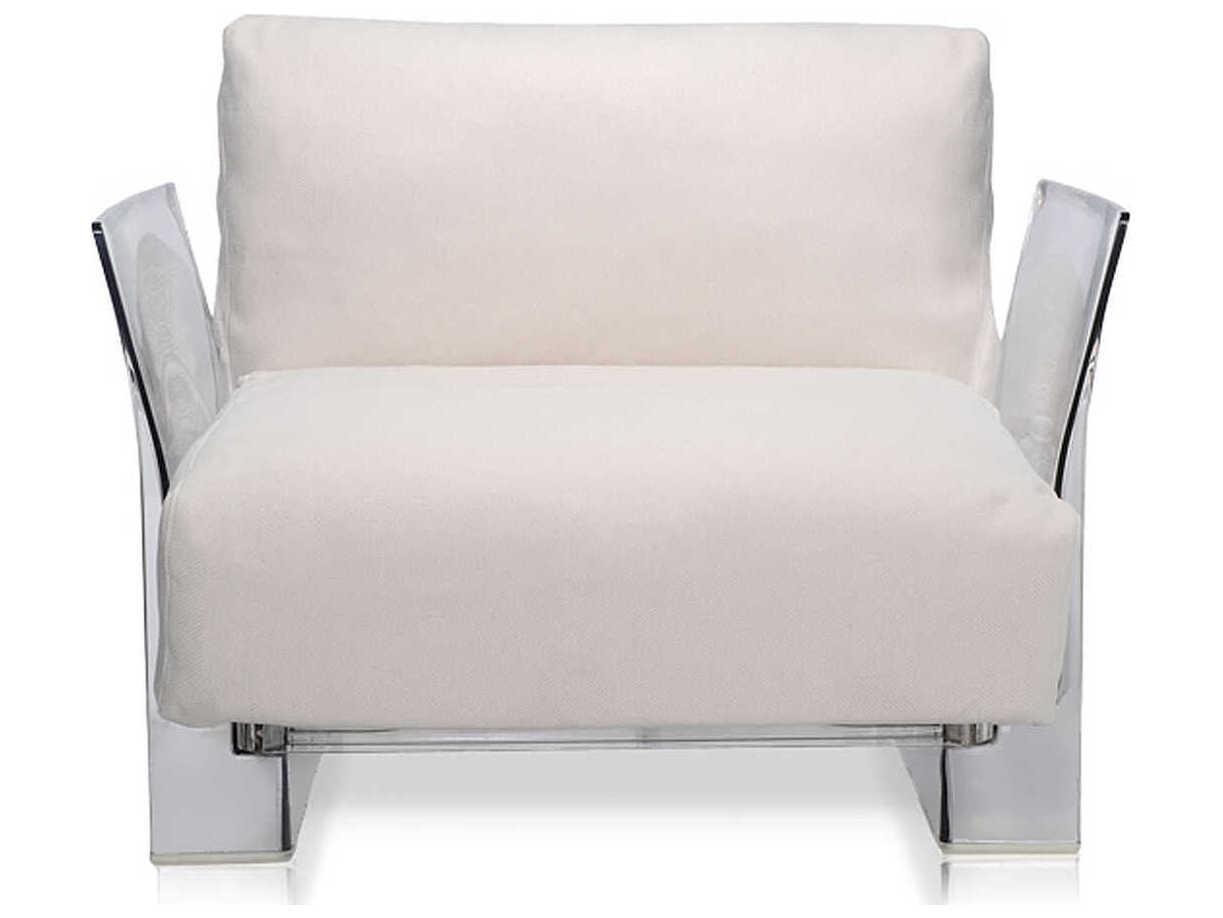 Kartell Outdoor Pop Transparent / Sunbrella Fabric White Lounge Chair