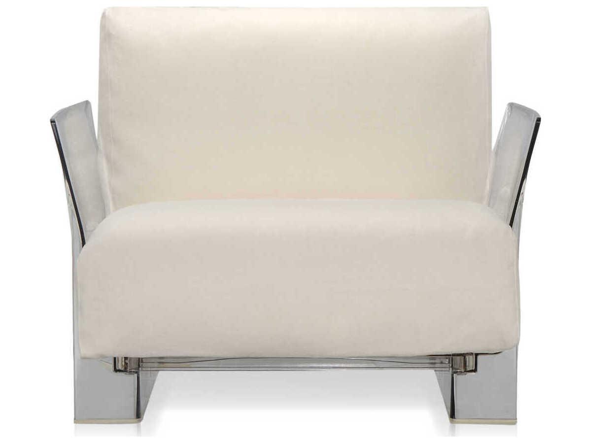 Kartell Outdoor Pop Transparent / Sunbrella Fabric Ecru Lounge Chair