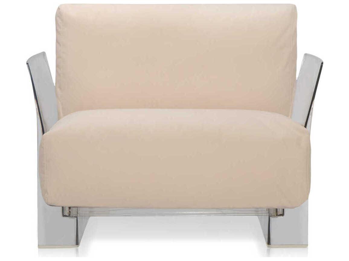 Kartell Outdoor Pop Transparent / Sunbrella Fabric Dove Gray Lounge Chair