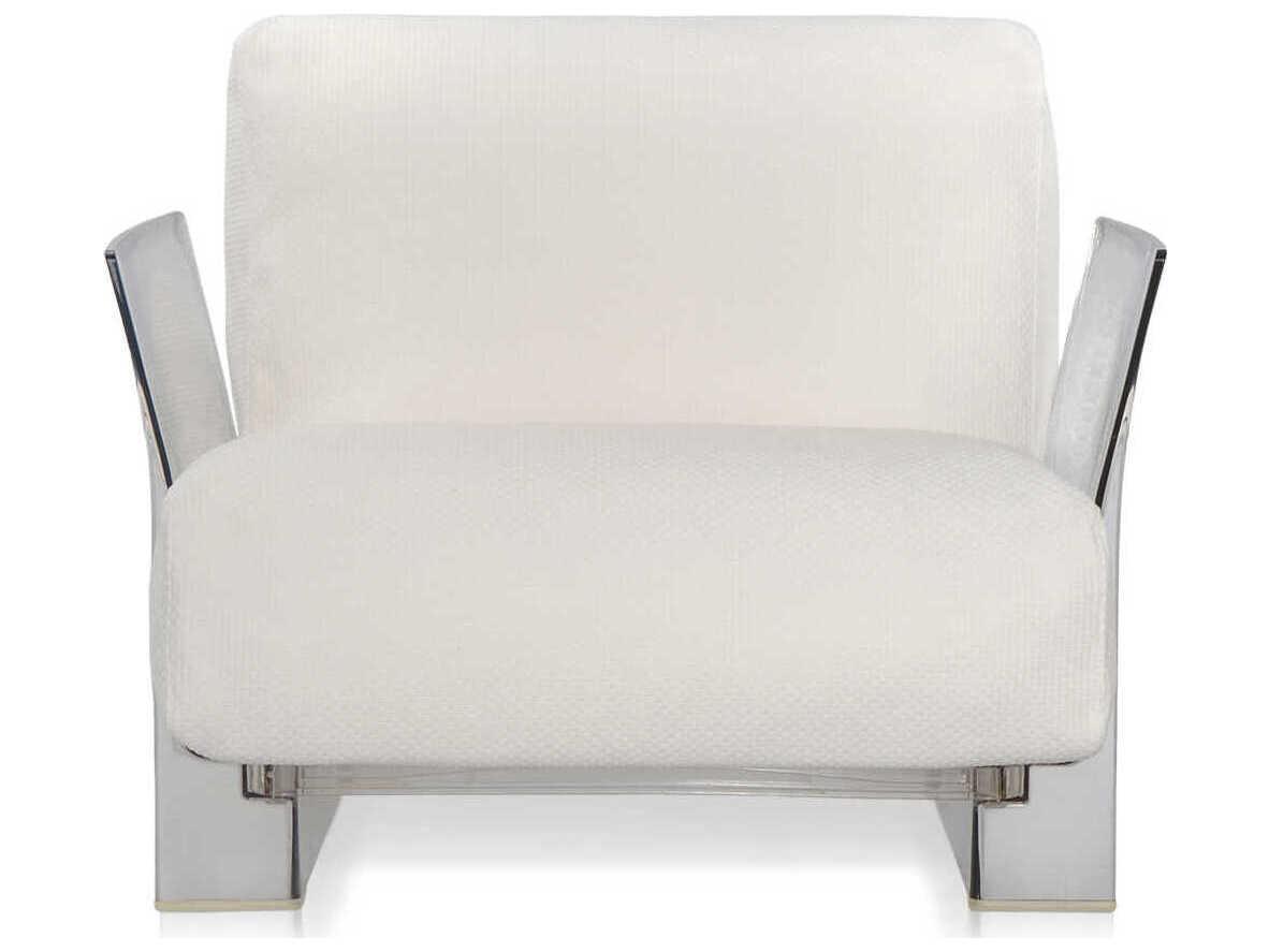 Kartell Outdoor Pop Transparent / Ikon Fabric White Lounge Chair