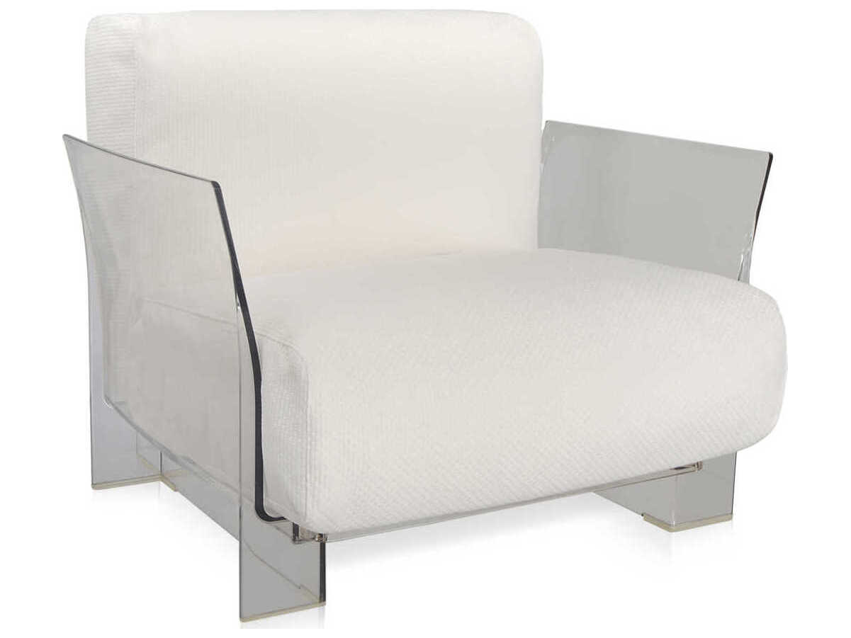 Kartell Outdoor Pop Transparent / Ikon Fabric White Lounge Chair