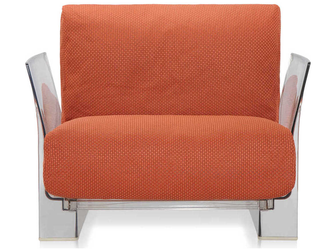 Kartell Outdoor Pop Transparent / Ikon Fabric Orange Lounge Chair