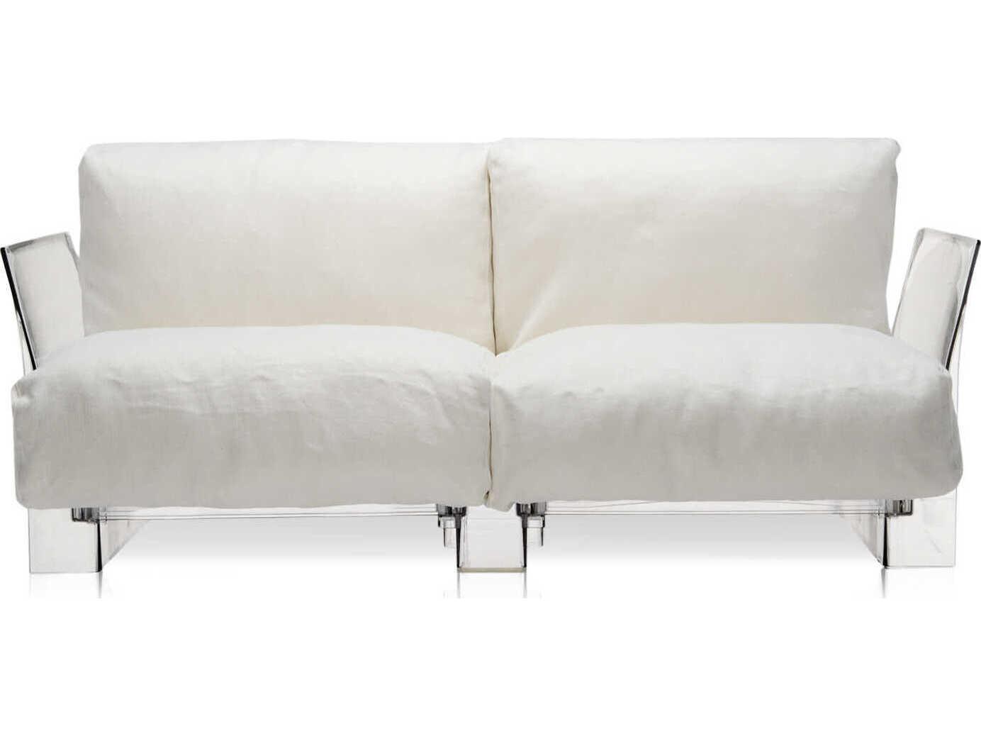 Kartell Outdoor Pop Transparent / Sunbrella Fabric White Loveseat