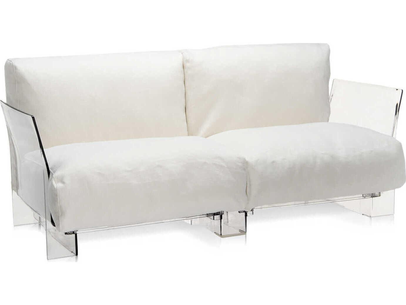 Kartell Outdoor Pop Transparent / Sunbrella Fabric White Loveseat
