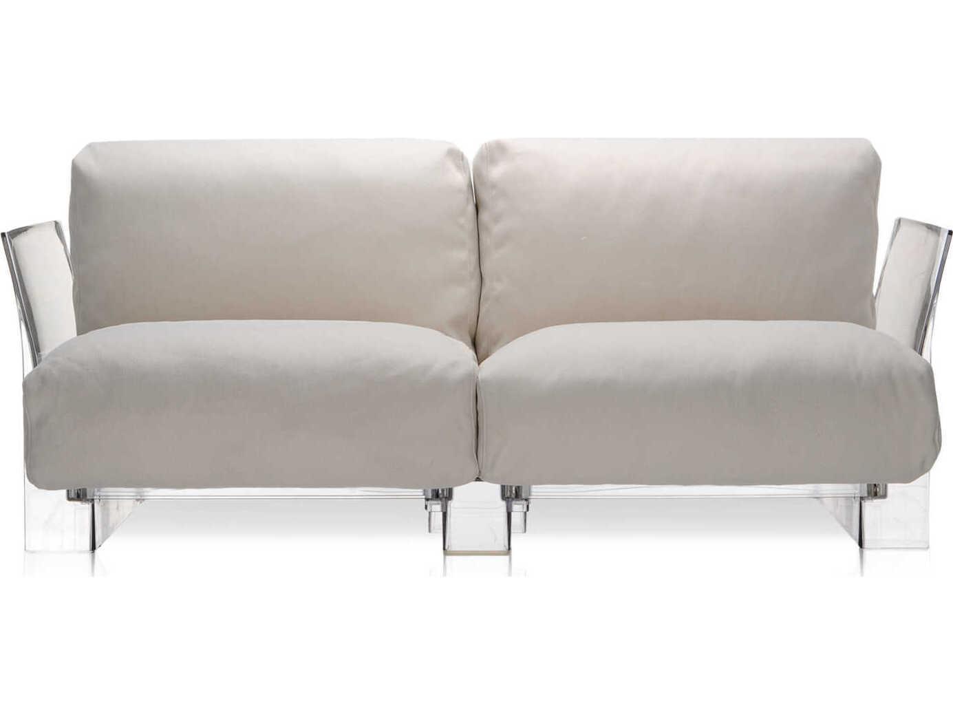 Kartell Outdoor Pop Transparent / Sunbrella Fabric Ecru Loveseat