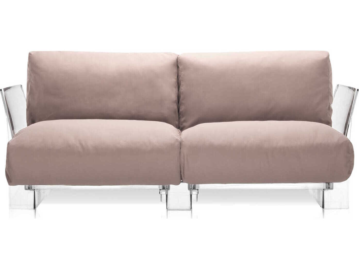 Kartell Outdoor Pop Transparent / Sunbrella Fabric Dove Gray Loveseat