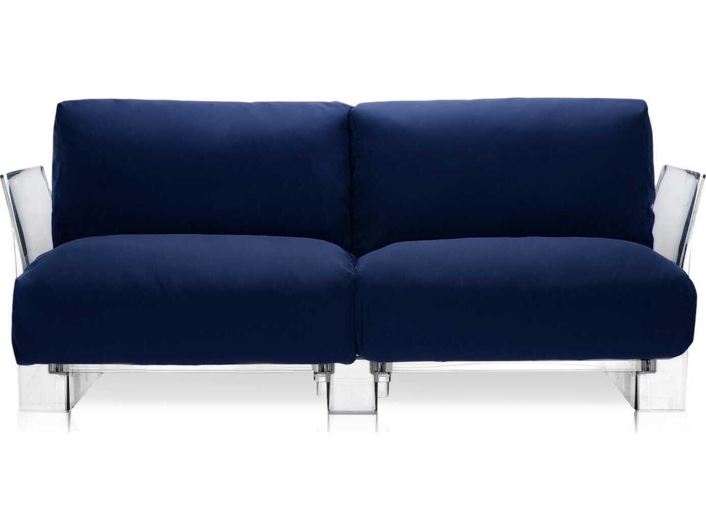 Kartell Outdoor Pop Transparent / Sunbrella Fabric Blue Loveseat