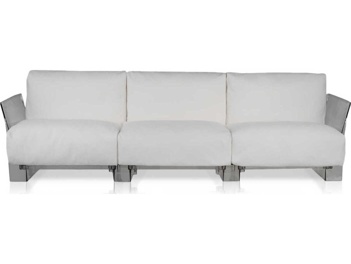 Kartell Outdoor Pop Transparent / Sunbrella Fabric White Sofa