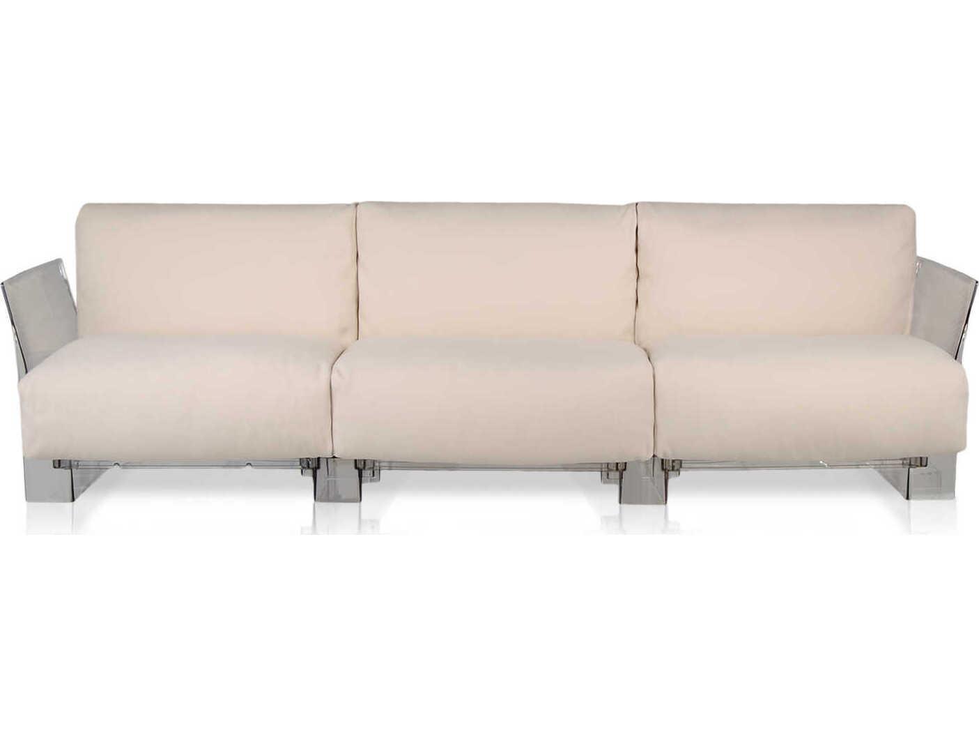 Kartell Outdoor Pop Transparent / Sunbrella Fabric Dove Gray Sofa