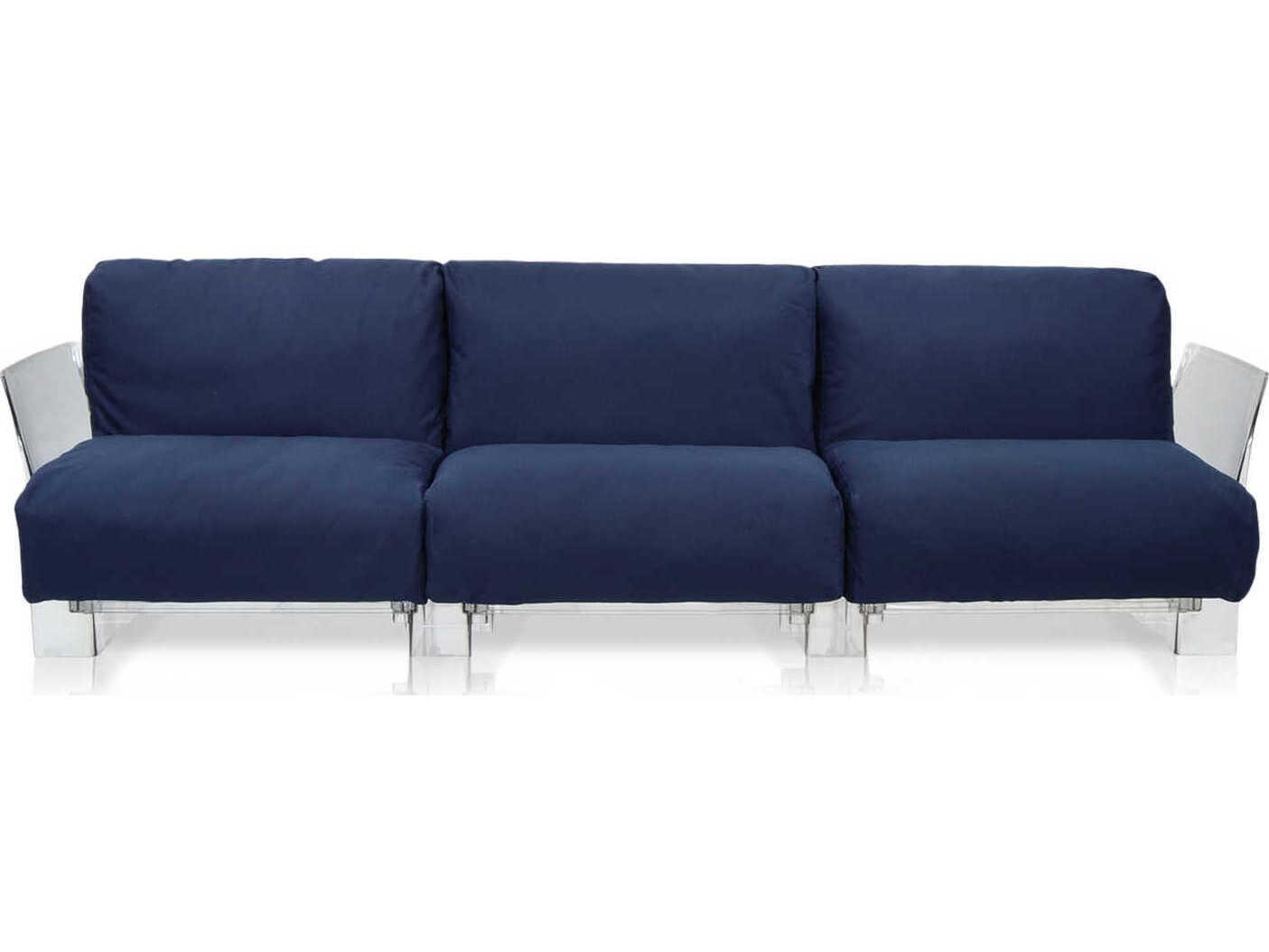 Kartell Outdoor Pop Transparent / Sunbrella Fabric Blue Sofa