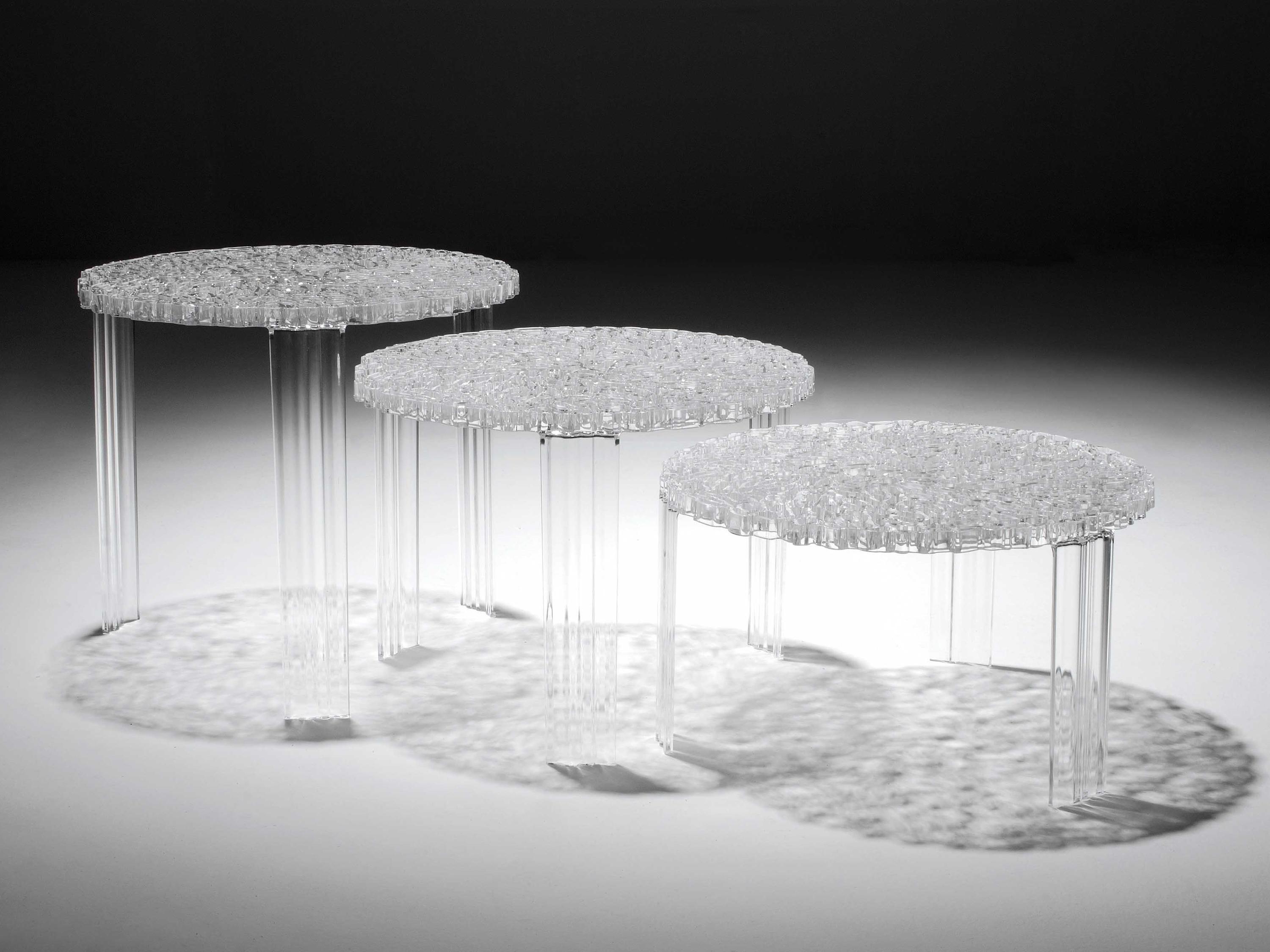 Kartell Outdoor T-table Transparent Crystal Resin High Round Coffee Table