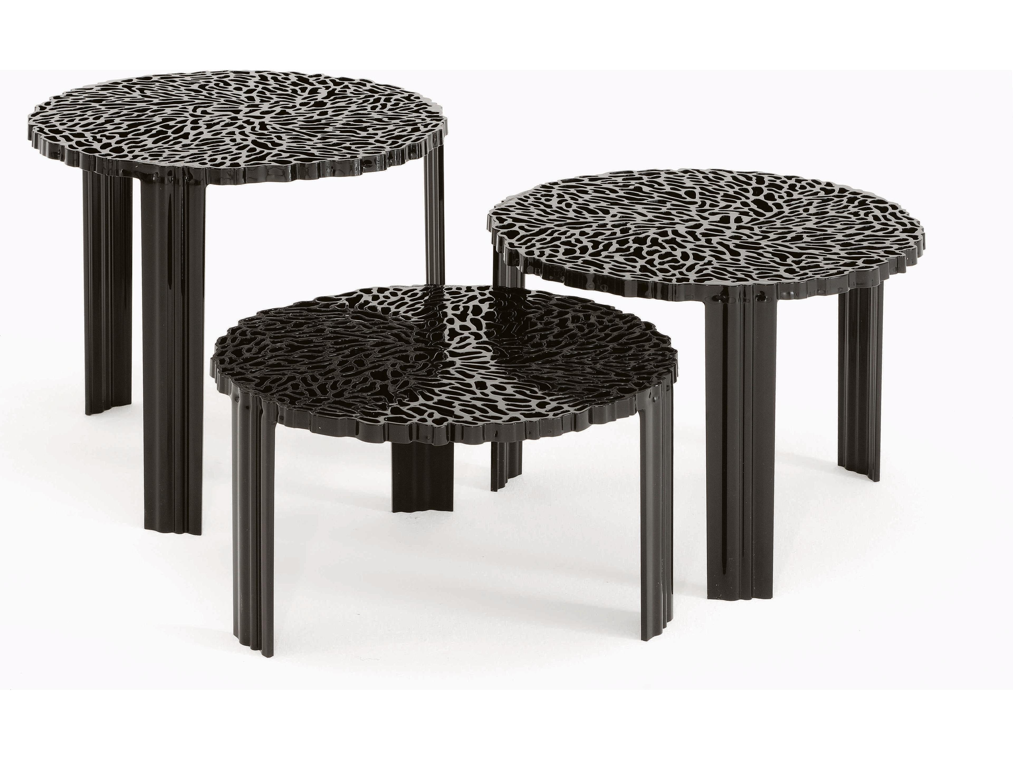 Kartell Outdoor T-table Opaque Black Resin High Round Coffee Table