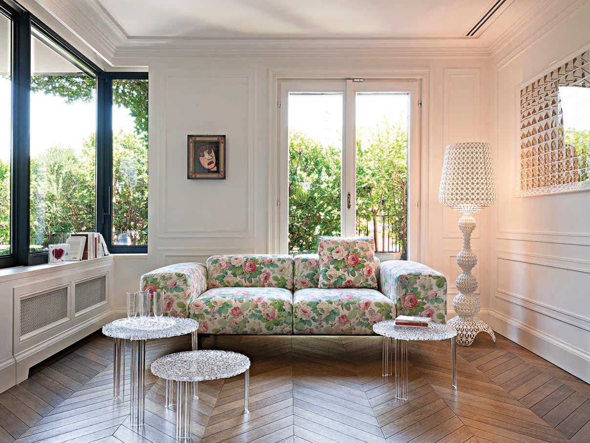 Kartell Outdoor T-table Transparent Crystal Resin High Round Coffee Table