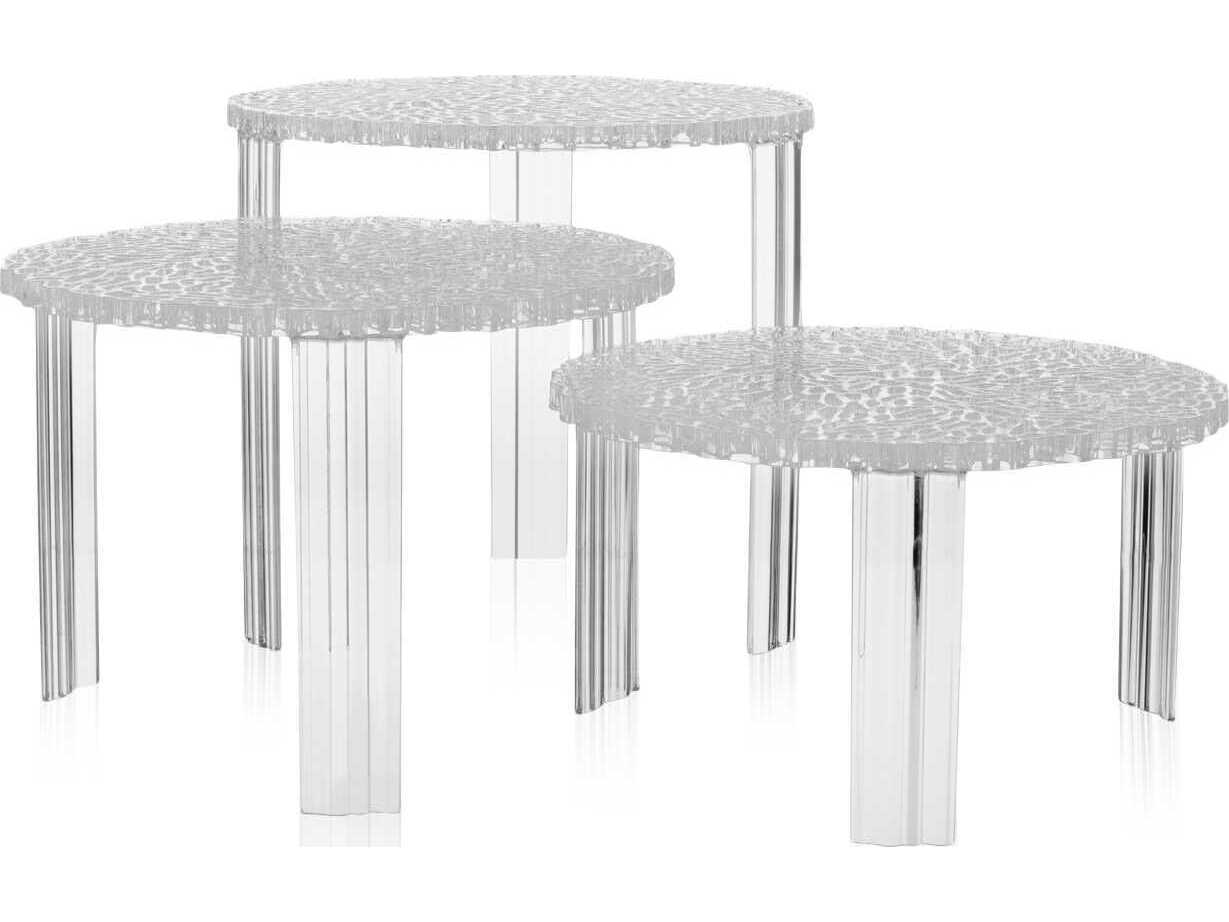 Kartell Outdoor T-table Transparent Crystal Resin High Round End Table