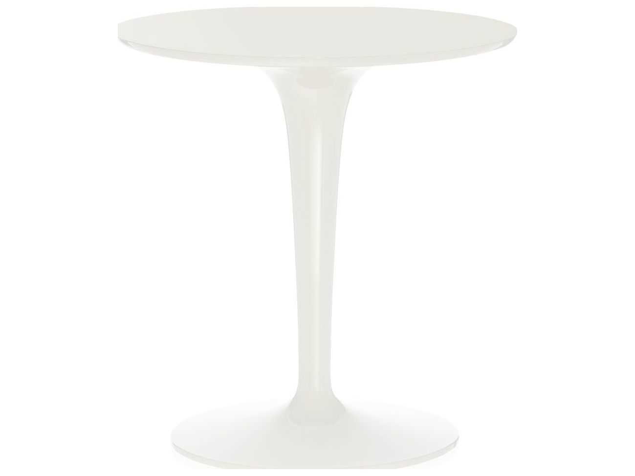Kartell Outdoor Tip Top Mat Glossy White Wood Round Bistro Table