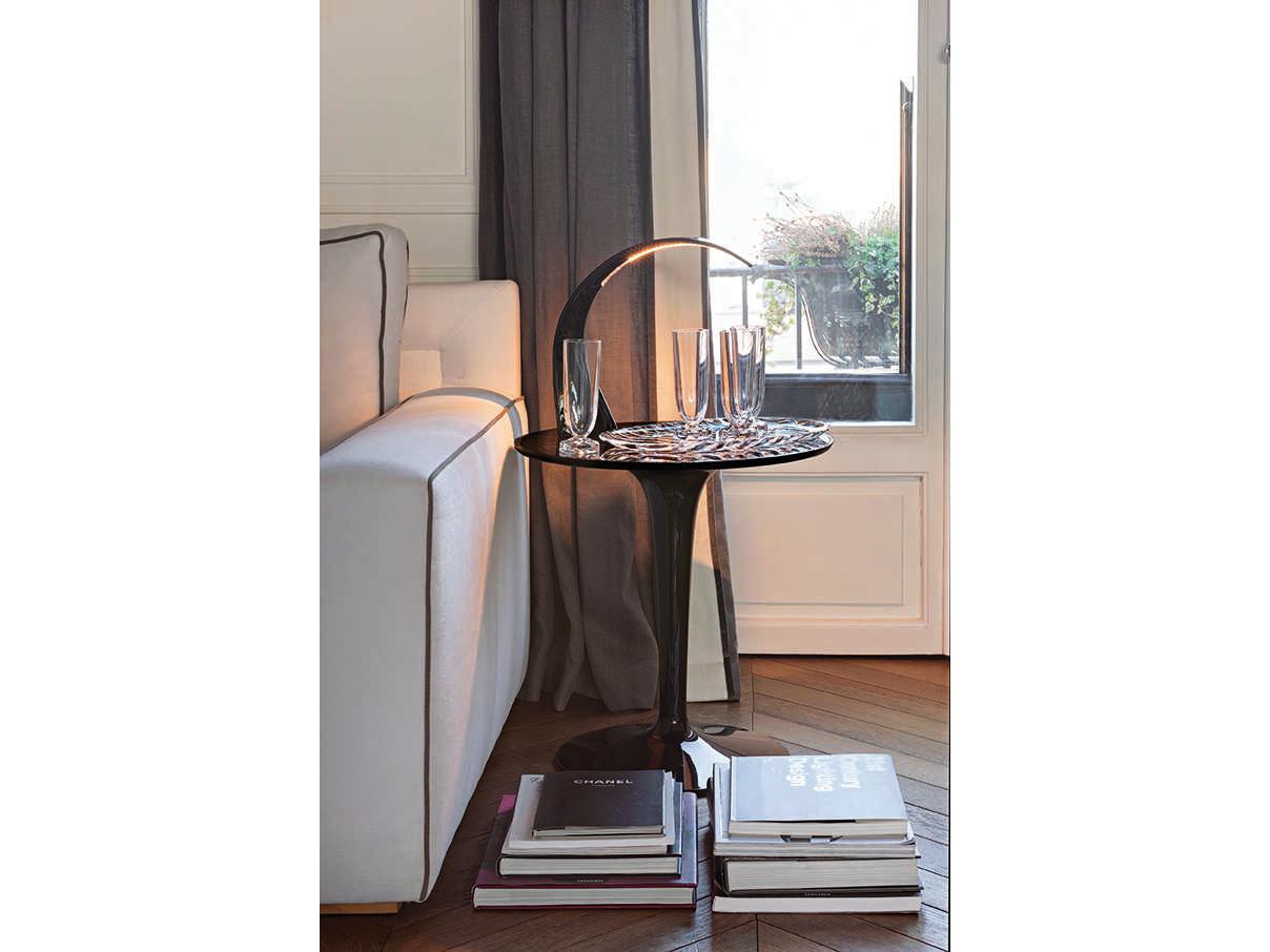 Kartell Outdoor Tip Top Mat Glossy Black Resin Round End Table