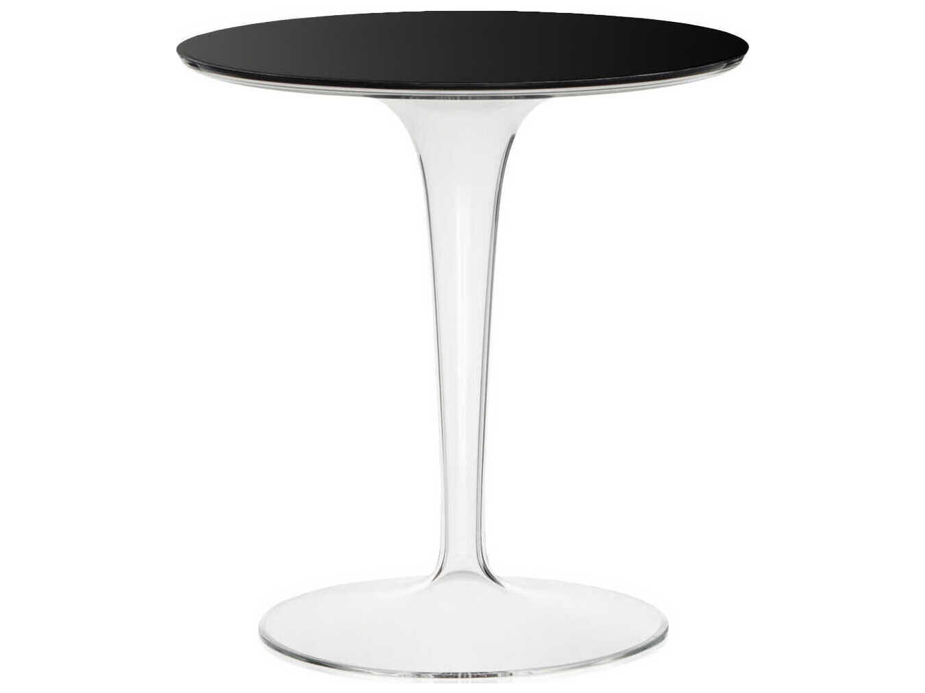 Kartell Outdoor Tip Top Black Glass / Transparent Resin Round End Table