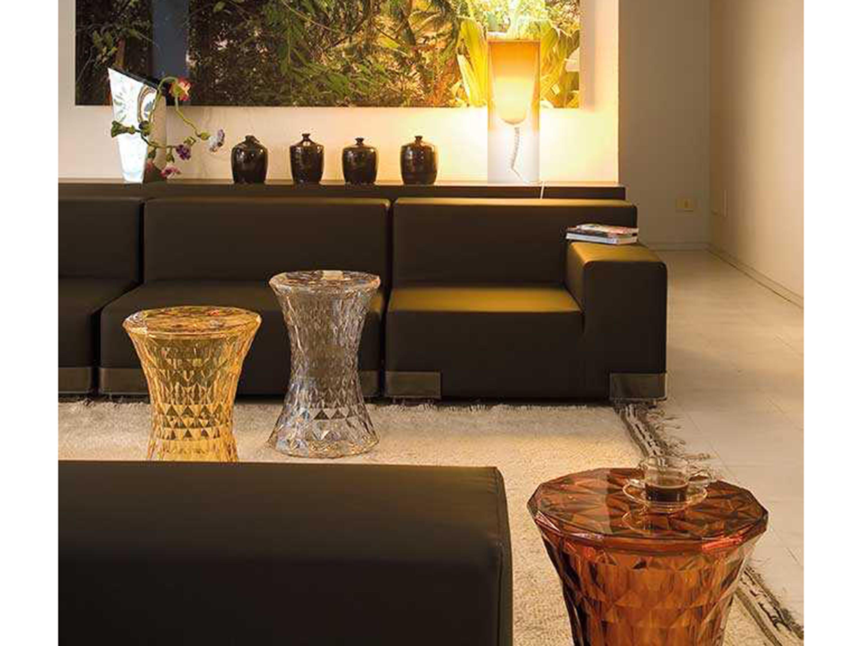 Kartell Outdoor Stone Transparent Amber Resin Stool