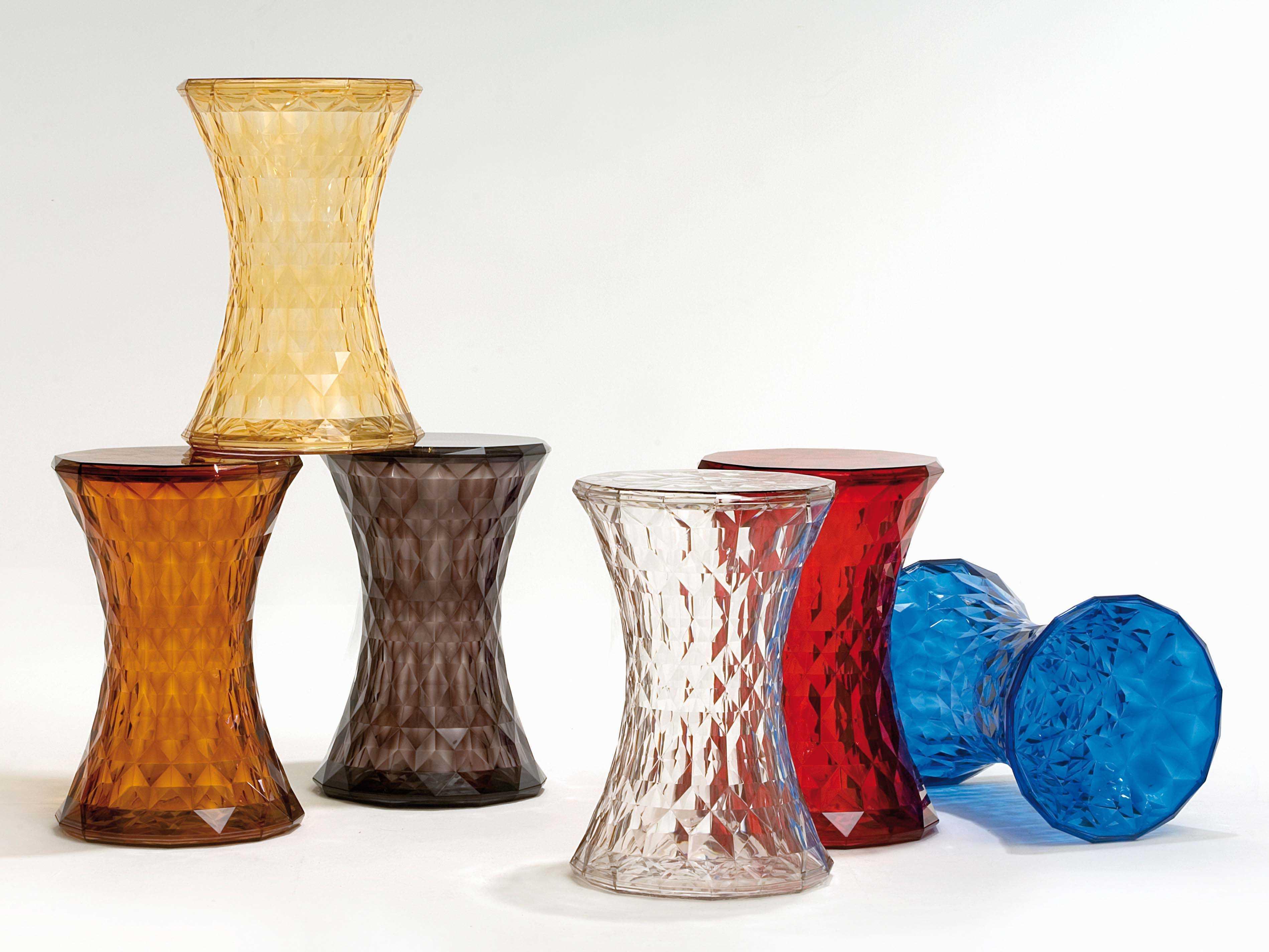 Kartell Outdoor Stone Transparent Red Resin Stool