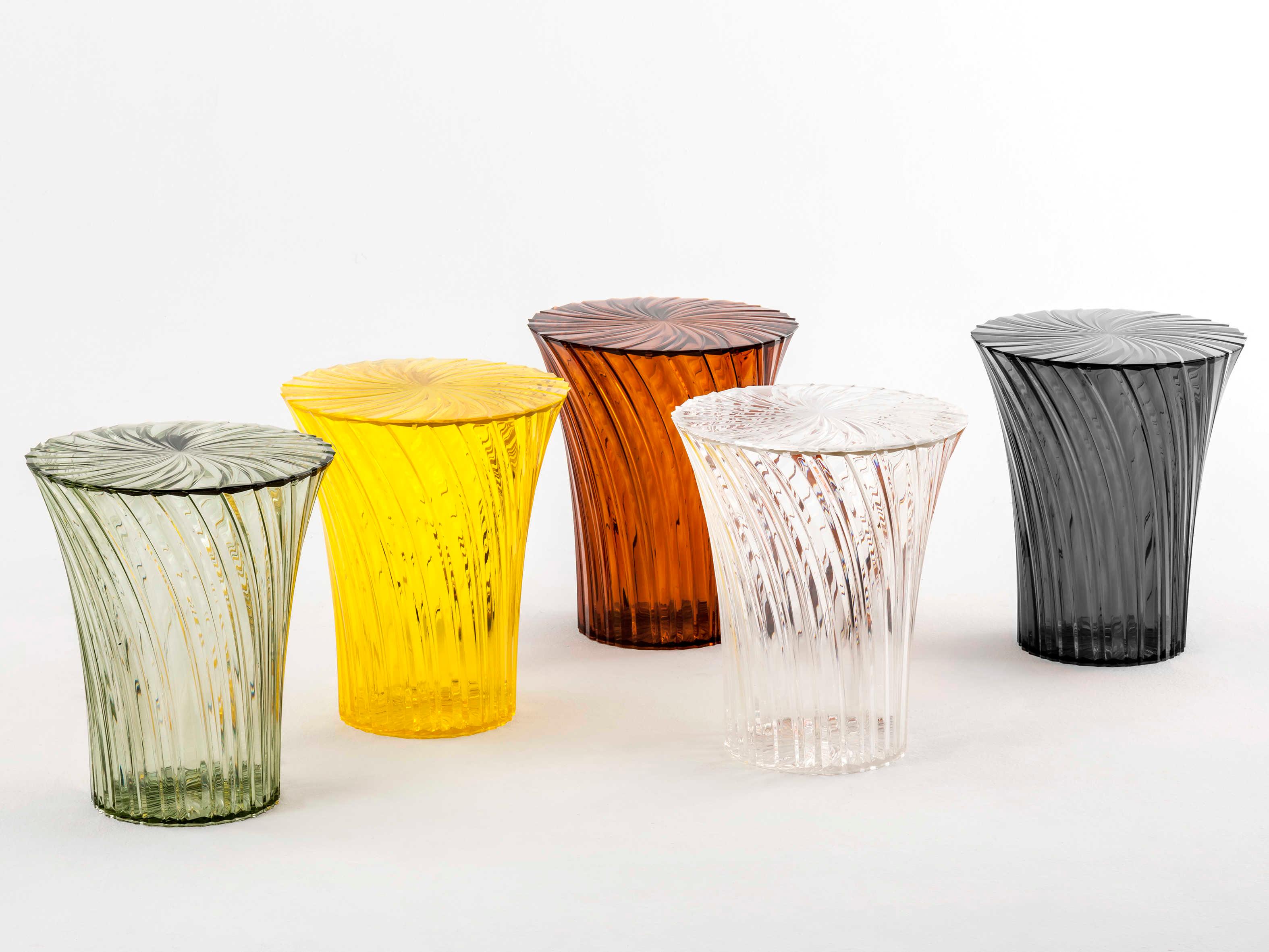 Kartell Outdoor Sparkle Transparent Crystal Resin Storage Stool