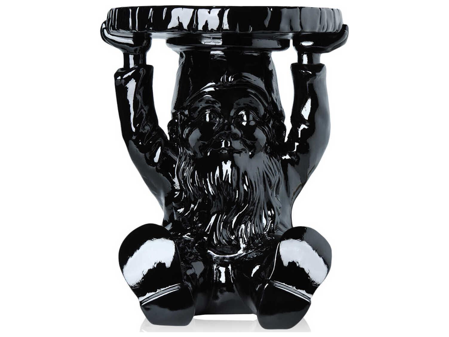 Kartell Outdoor Attila Black Thermoplastic Round Gnome Ornamental Side Table