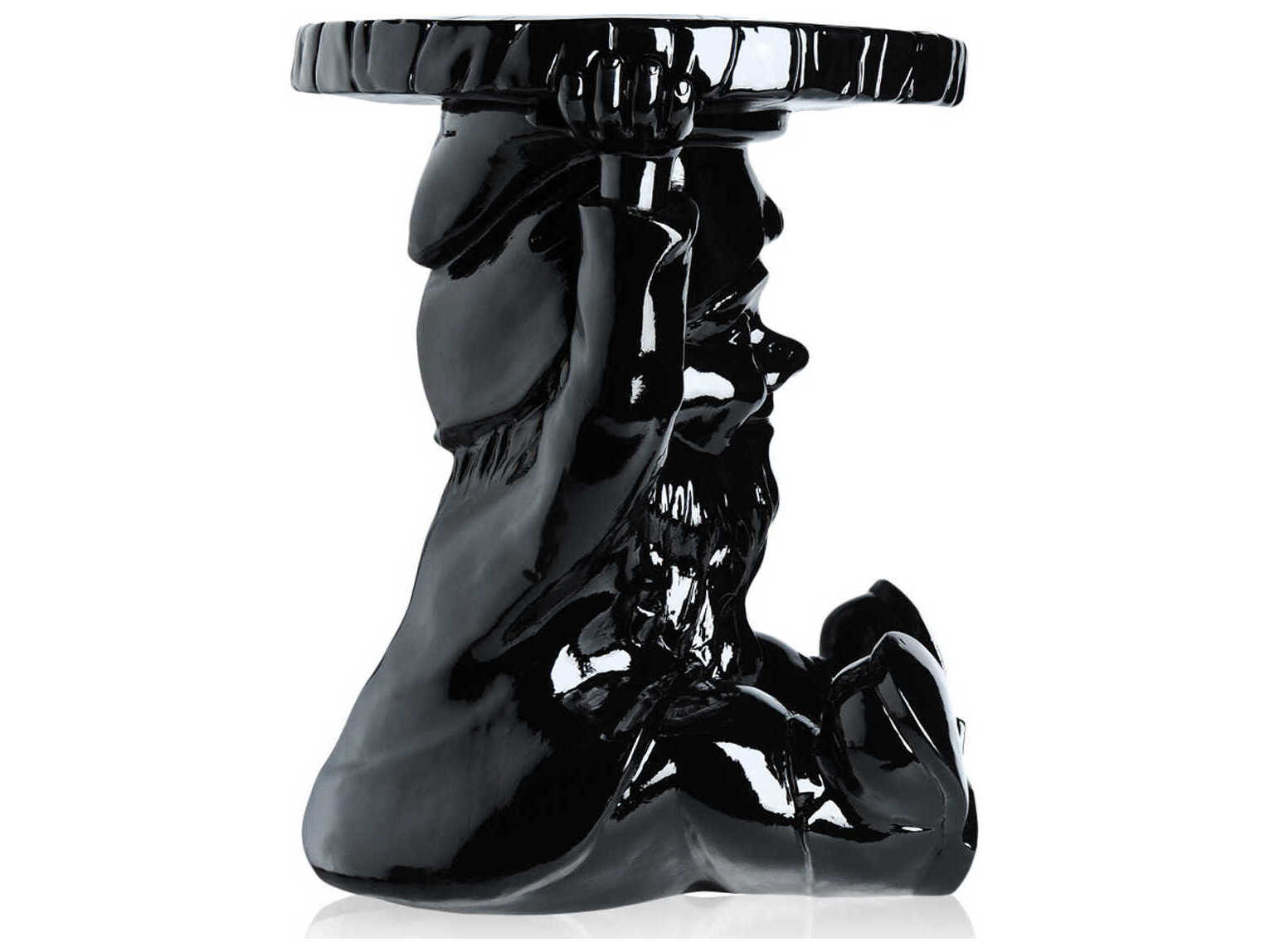 Kartell Outdoor Attila Black Thermoplastic Round Gnome Ornamental Side Table