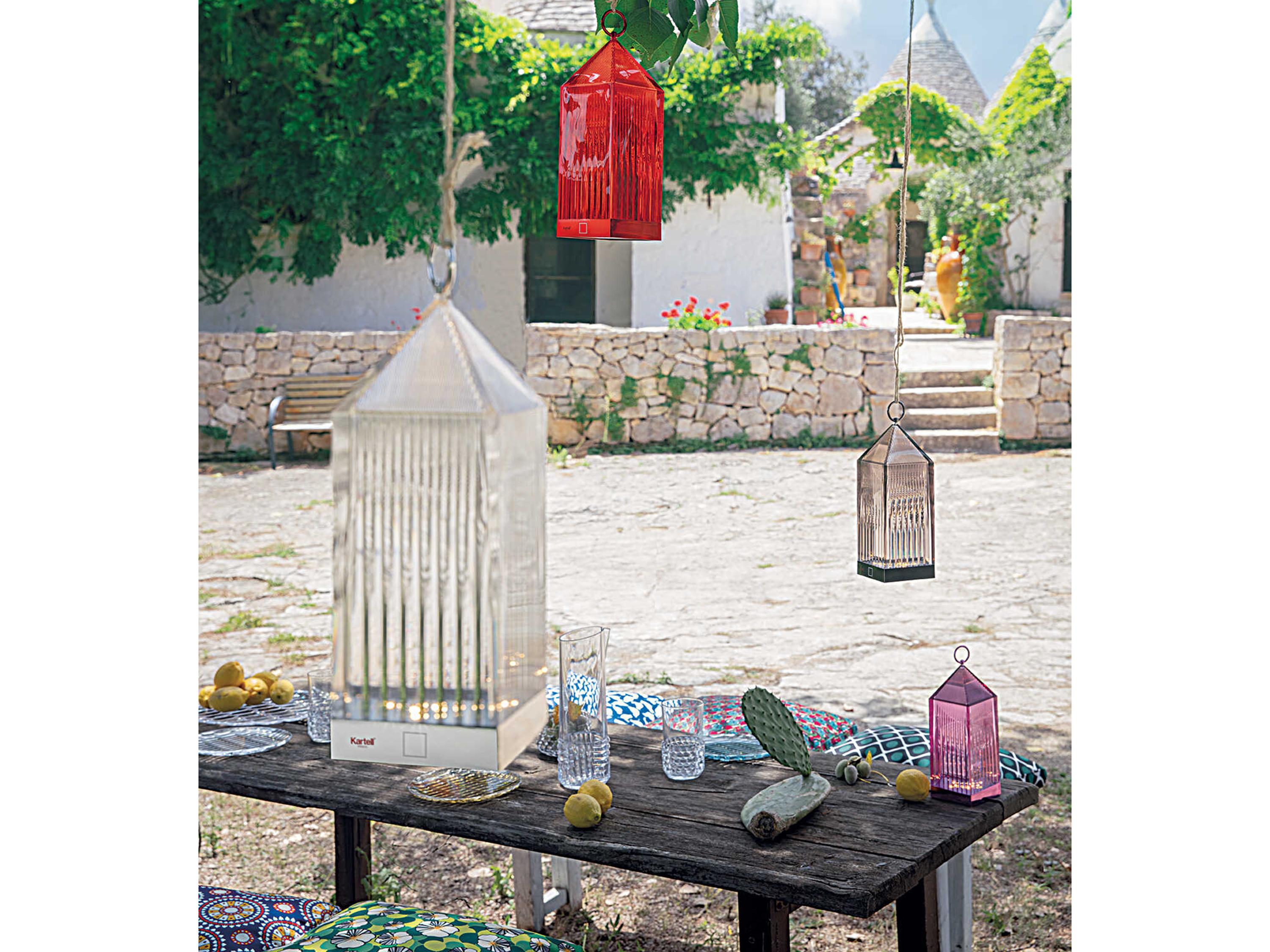 Kartell Outdoor Lantern Red Portable Lamp with Dimmer