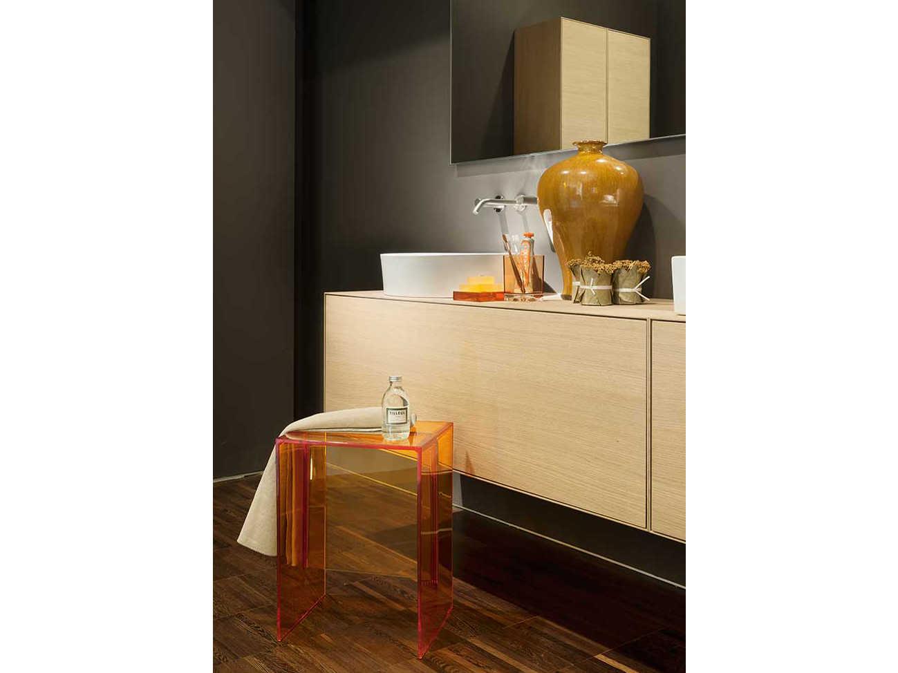 Kartell Outdoor Max-beam Transparent Orange L Resin Rectangular End Table