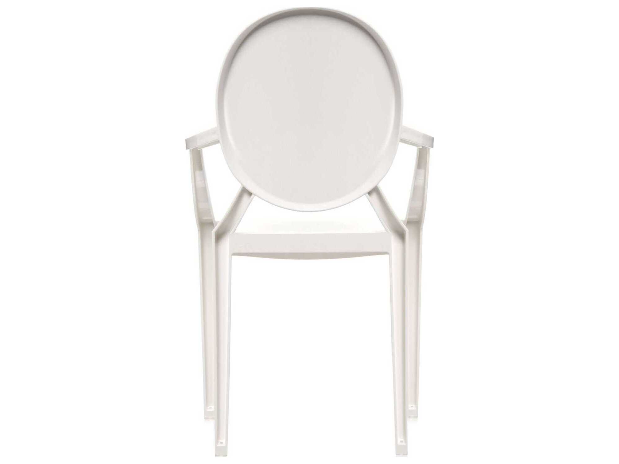 Kartell Outdoor Louis Ghost Glossy White Resin Dining Arm Chair  (Sold in 2)