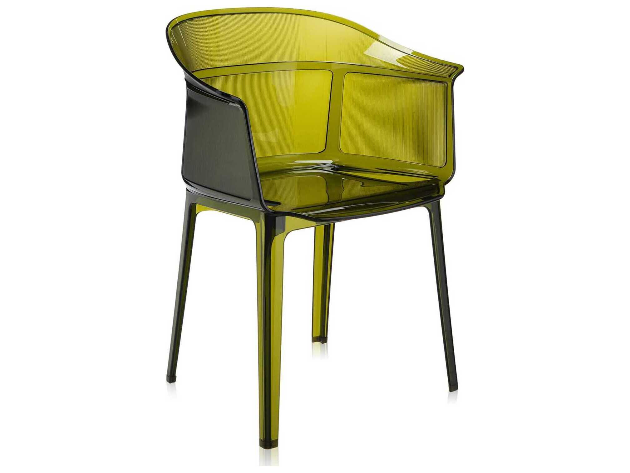 Kartell Outdoor Papyrus Olive Green Resin Dining Arm Chair  (Sold in 2)