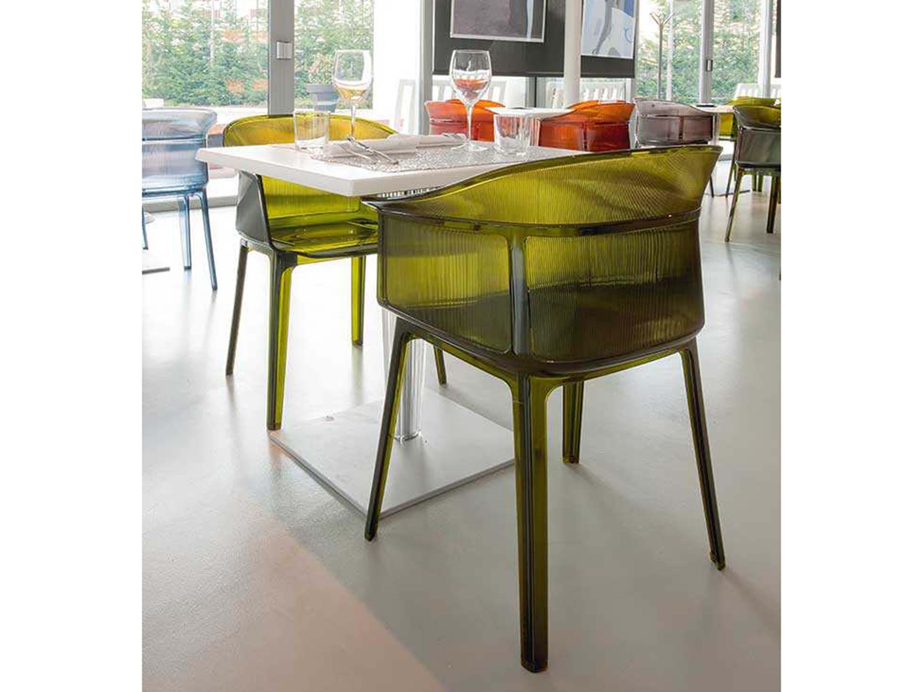 Kartell Outdoor Papyrus Olive Green Resin Dining Arm Chair  (Sold in 2)