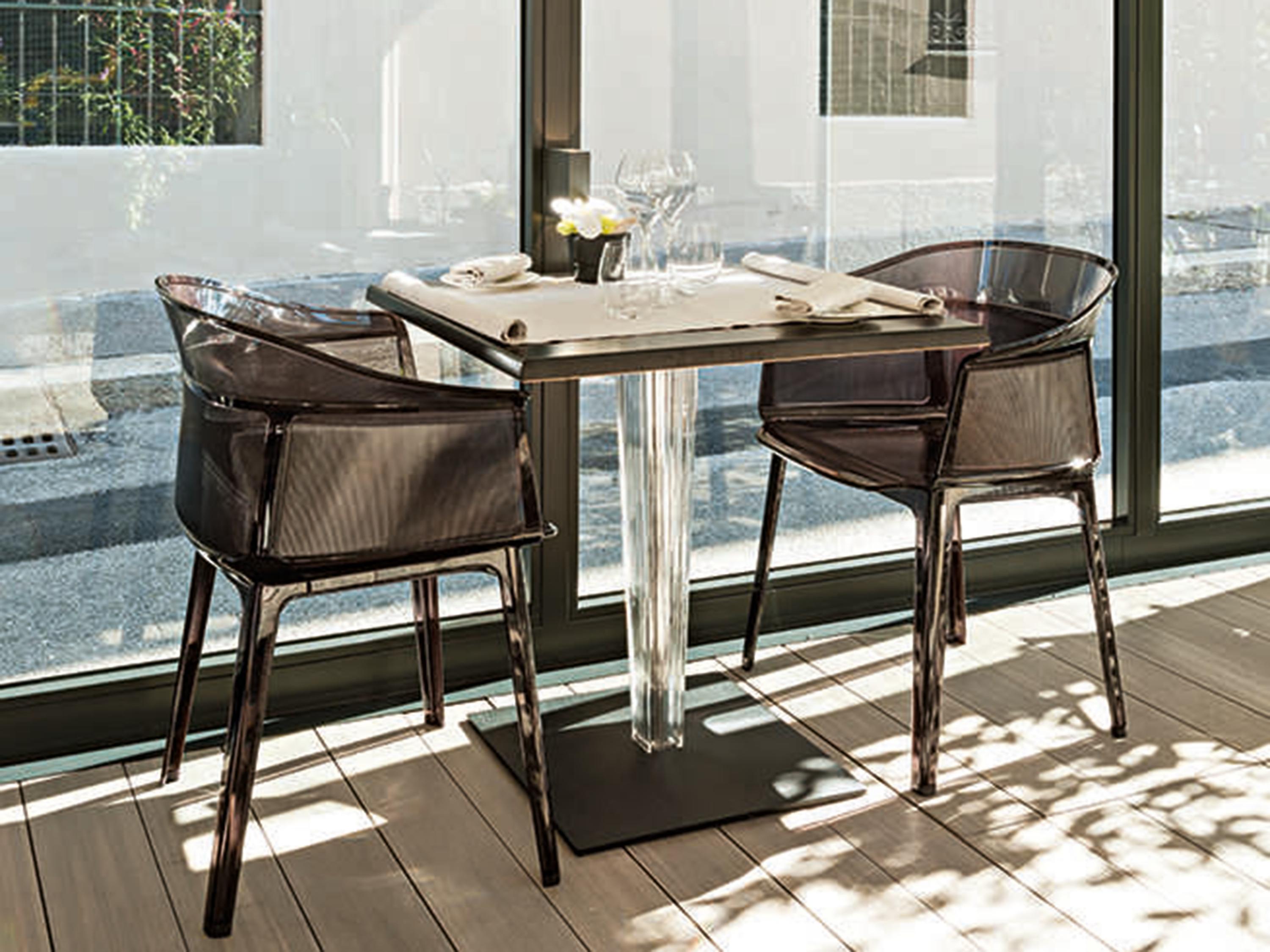 Kartell Outdoor Papyrus Smoke Brown Resin Dining Arm Chair  (Sold in 2)