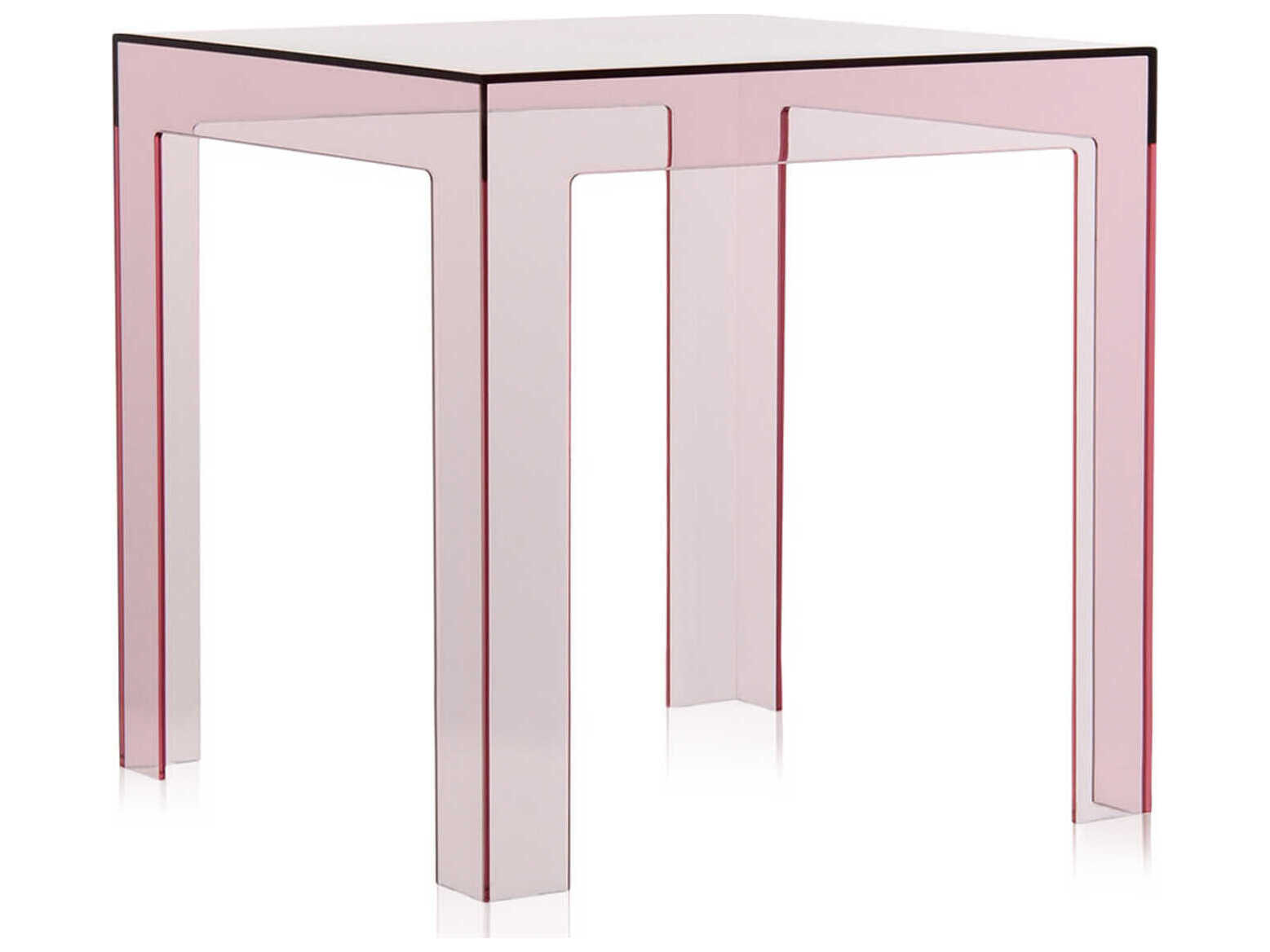 Kartell Outdoor Jolly Transparent Pink Resin Square End Table