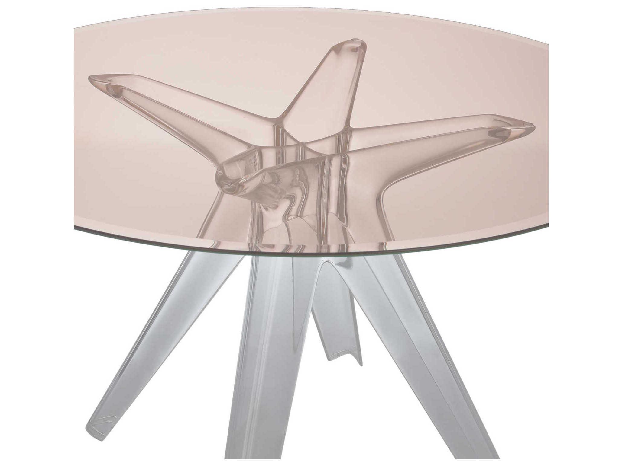 Kartell Sir Gio Round Plastic Pink Transparent Dining Table