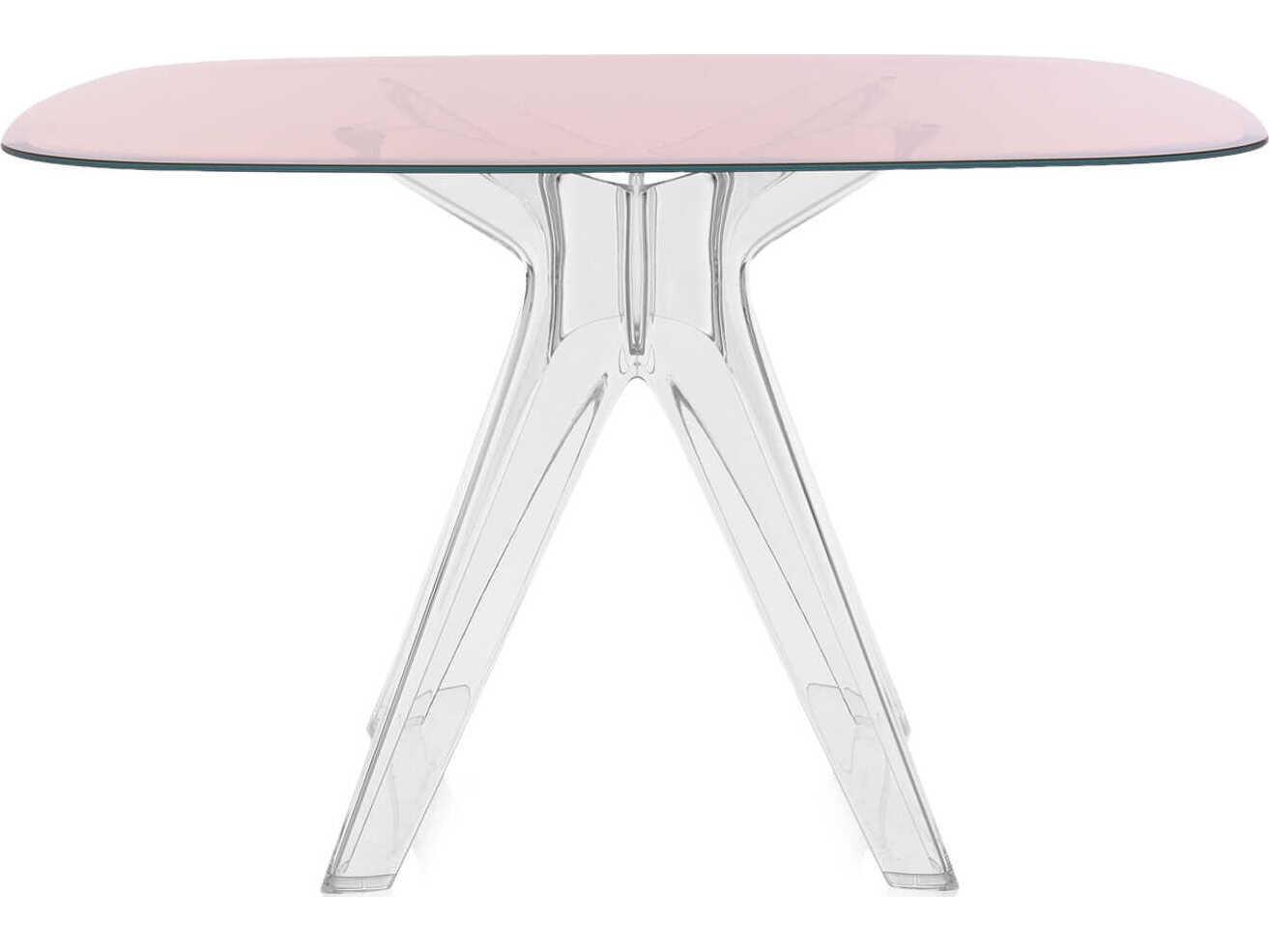 Kartell Sir Gio Square Plastic Pink Transparent Dining Table