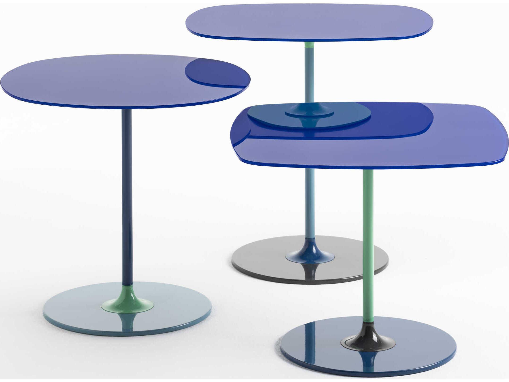 Kartell Thierry Square Glass Blue End Table